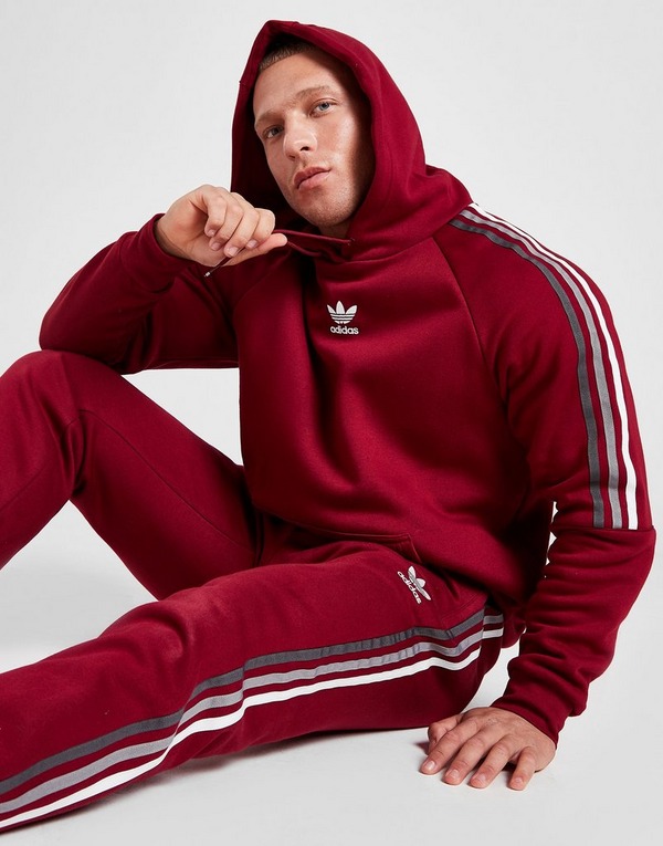 Shop Den Adidas Originals Tri Stripe 3 Stripes Overhead Hoodie Herren In Rot