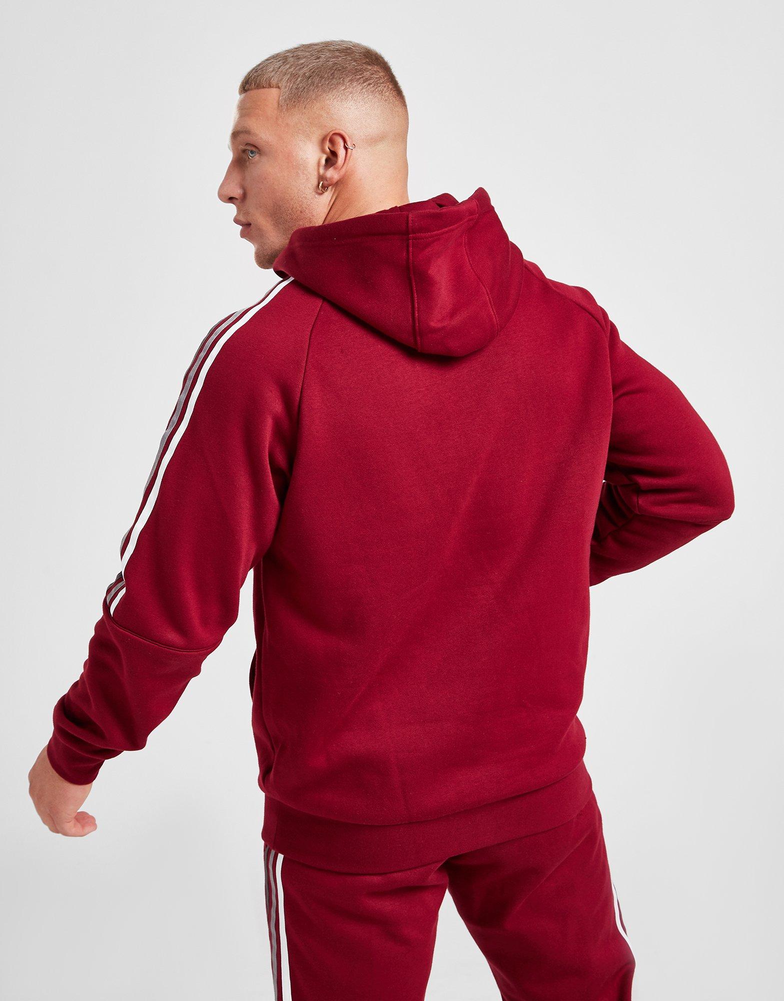 adidas 3 stripe hoodie red