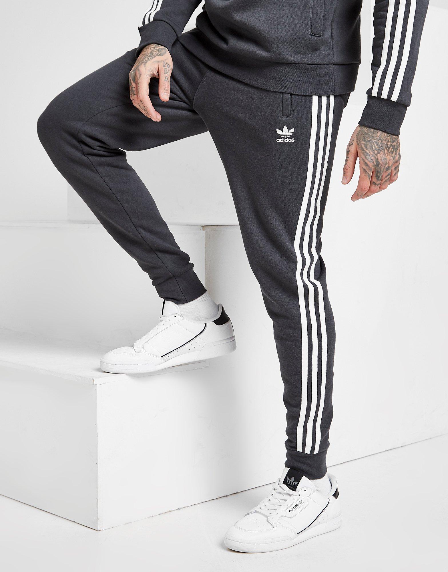 adidas originals grey 3 stripe joggers