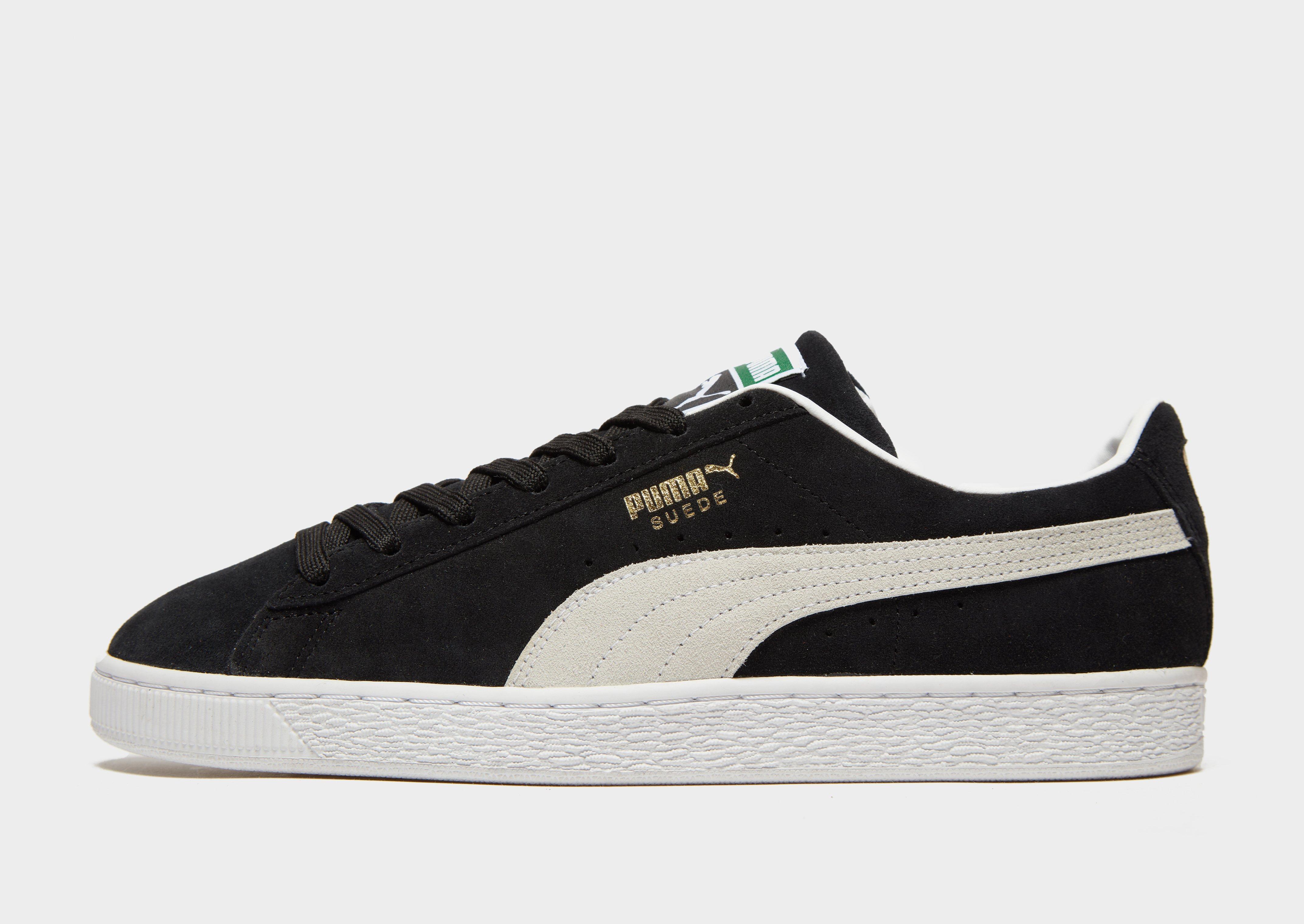 puma suede negro con blanco