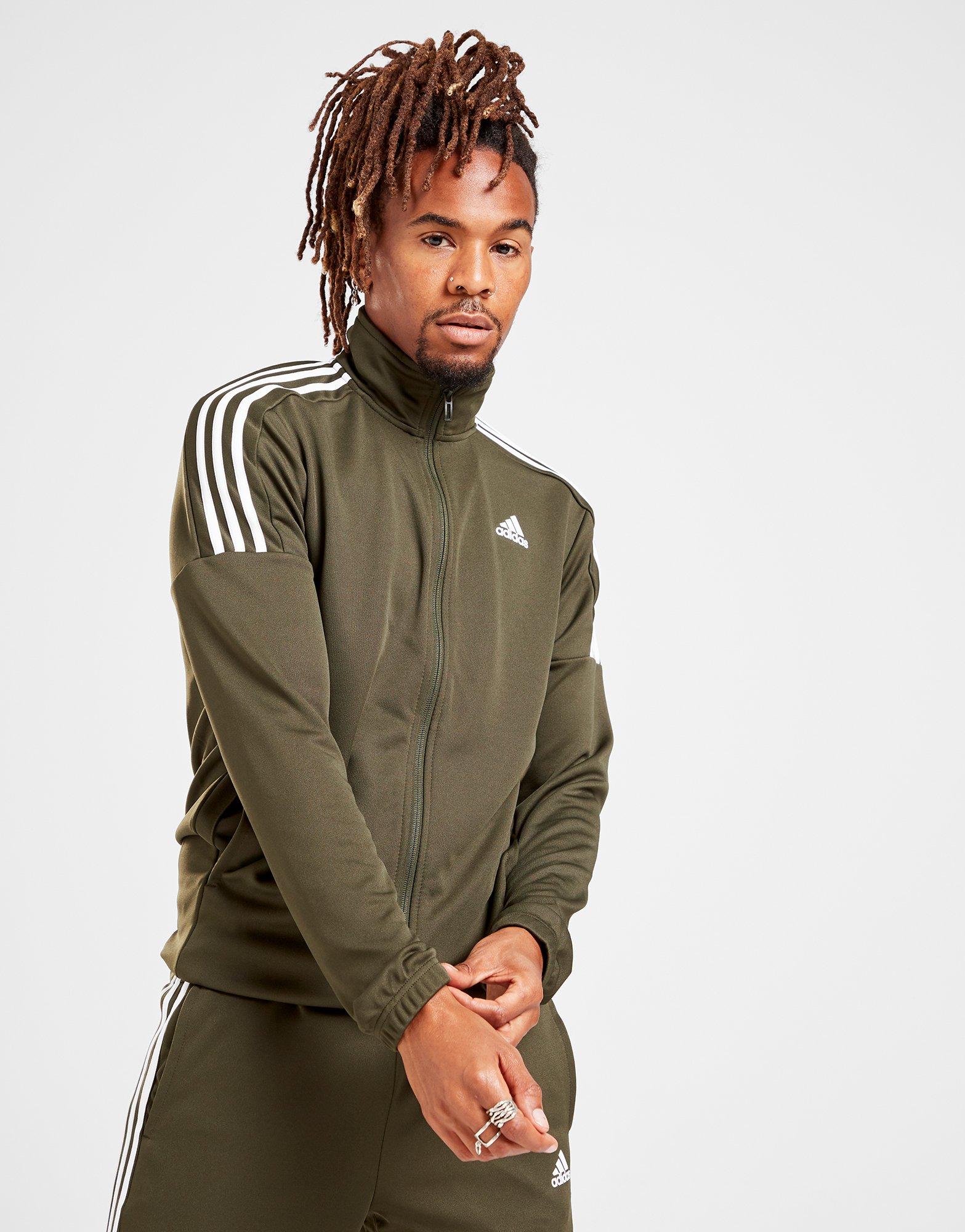 adidas 3 stripe poly tracksuit