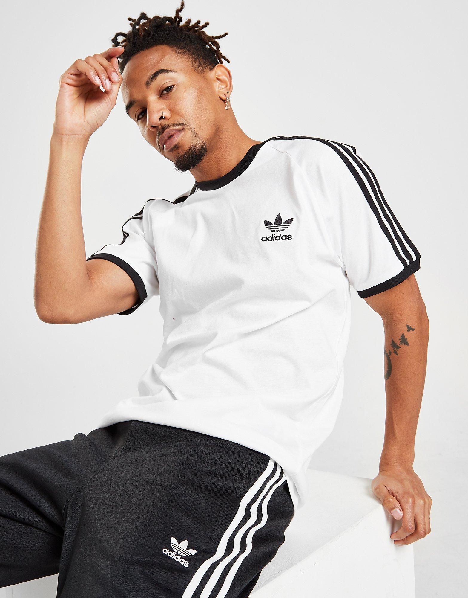 adidas originals california 3 stripe t shirt white