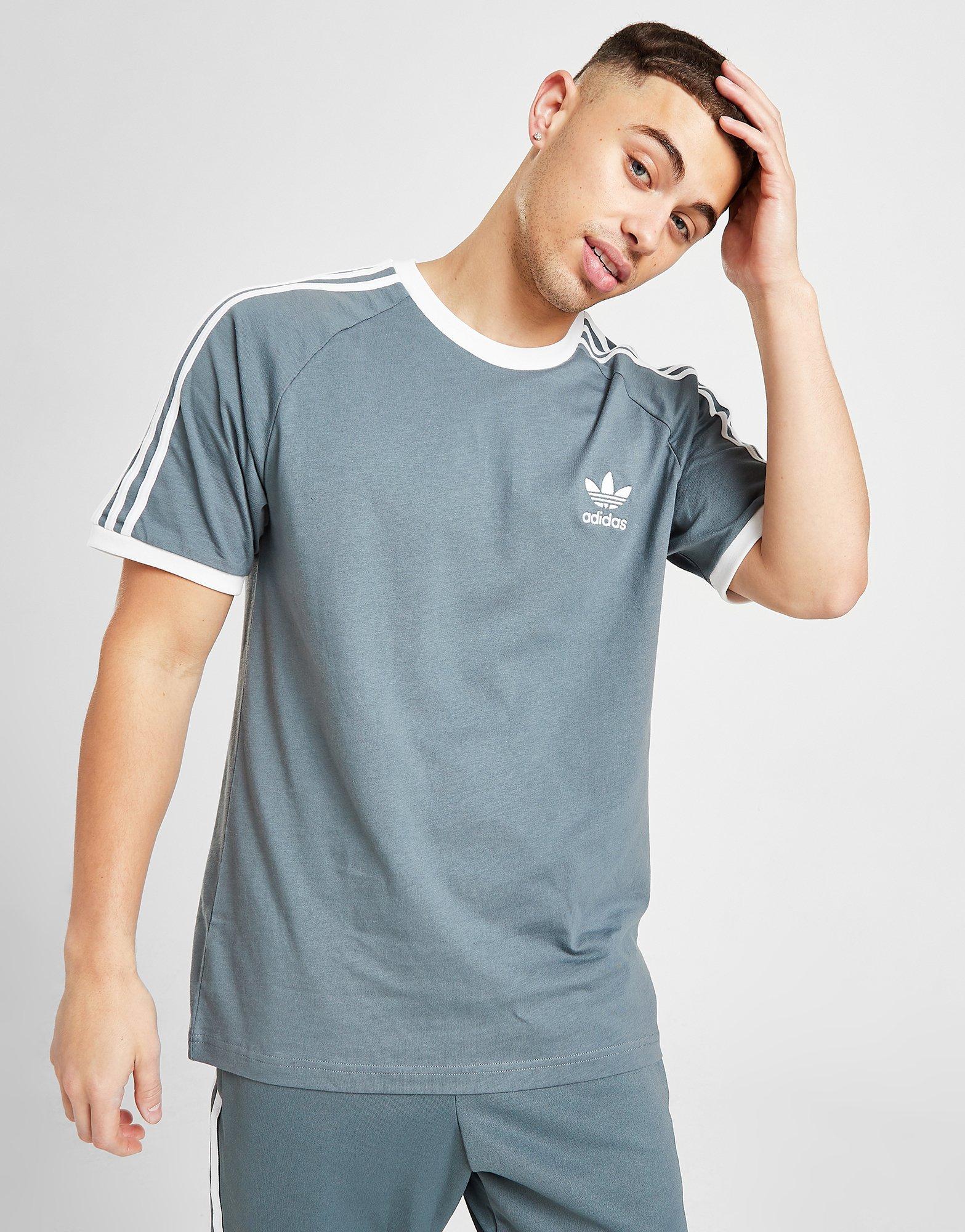 adidas originals california 3 stripe t shirt blue
