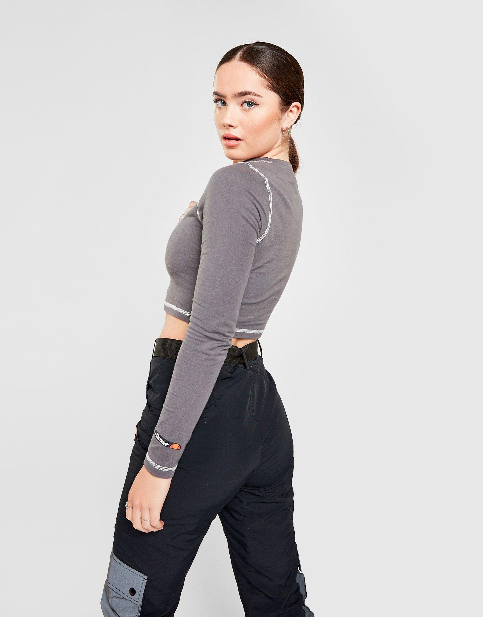 Ellesse Contrast Long-Sleeve Crop T-Shirt