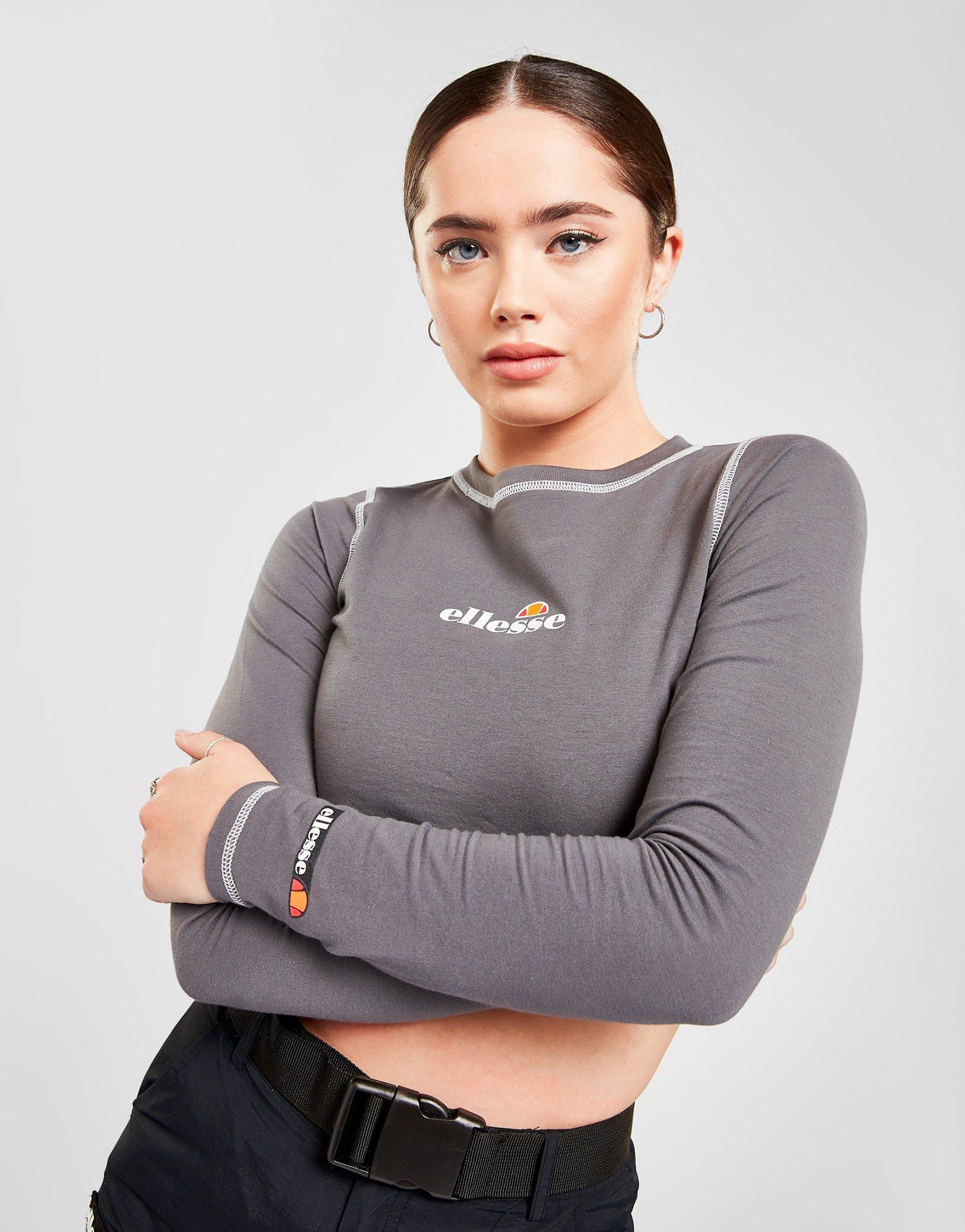 Ellesse Contrast Long-Sleeve Crop T-Shirt