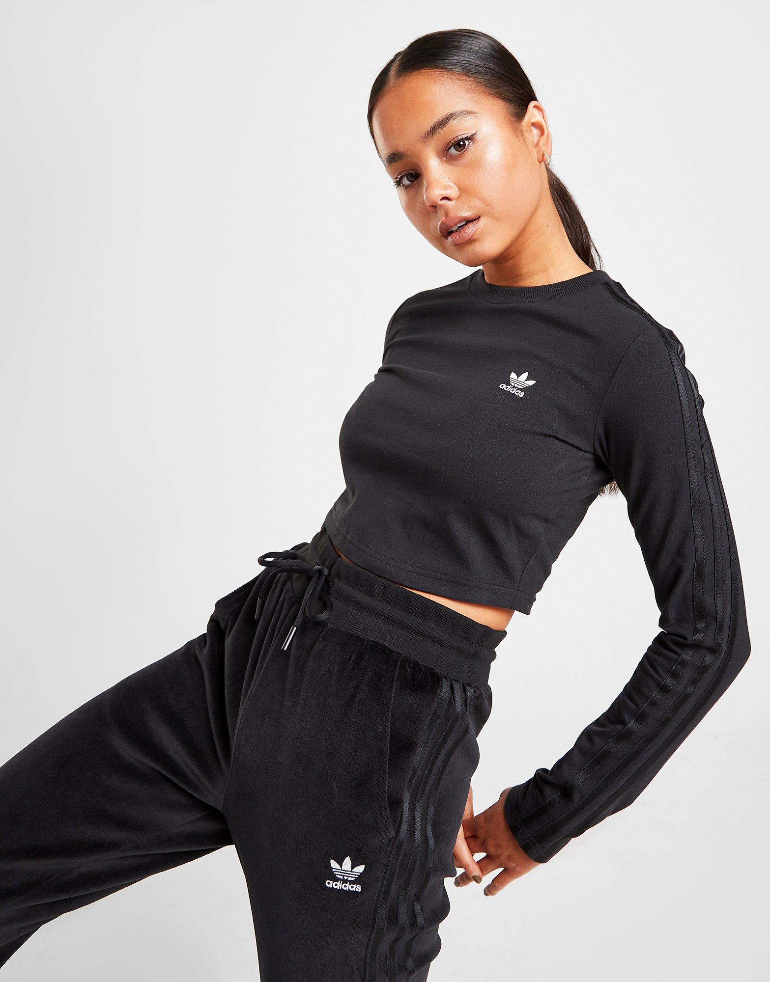 adidas black crop top long sleeve