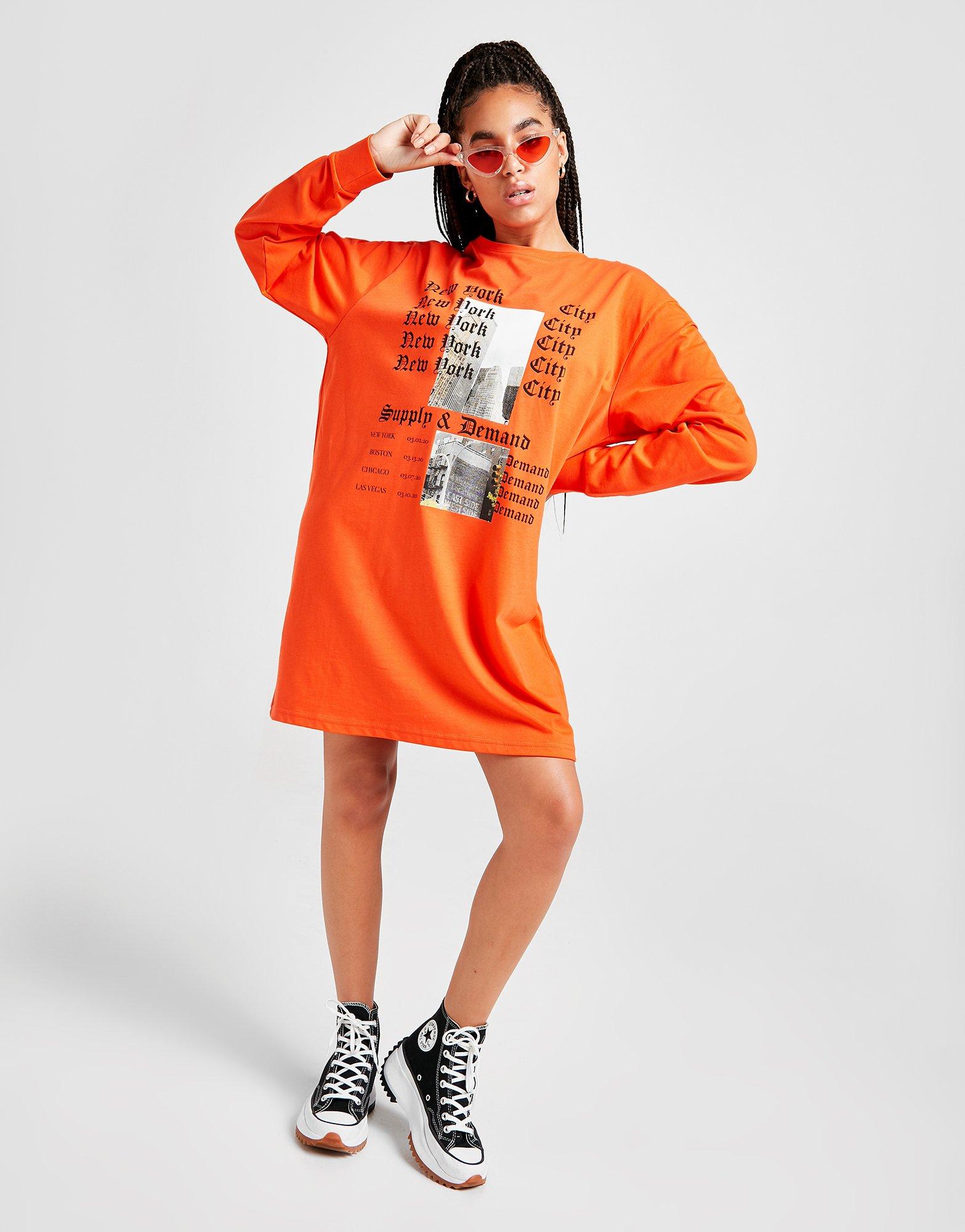 long sleeve graphic t shirt dress