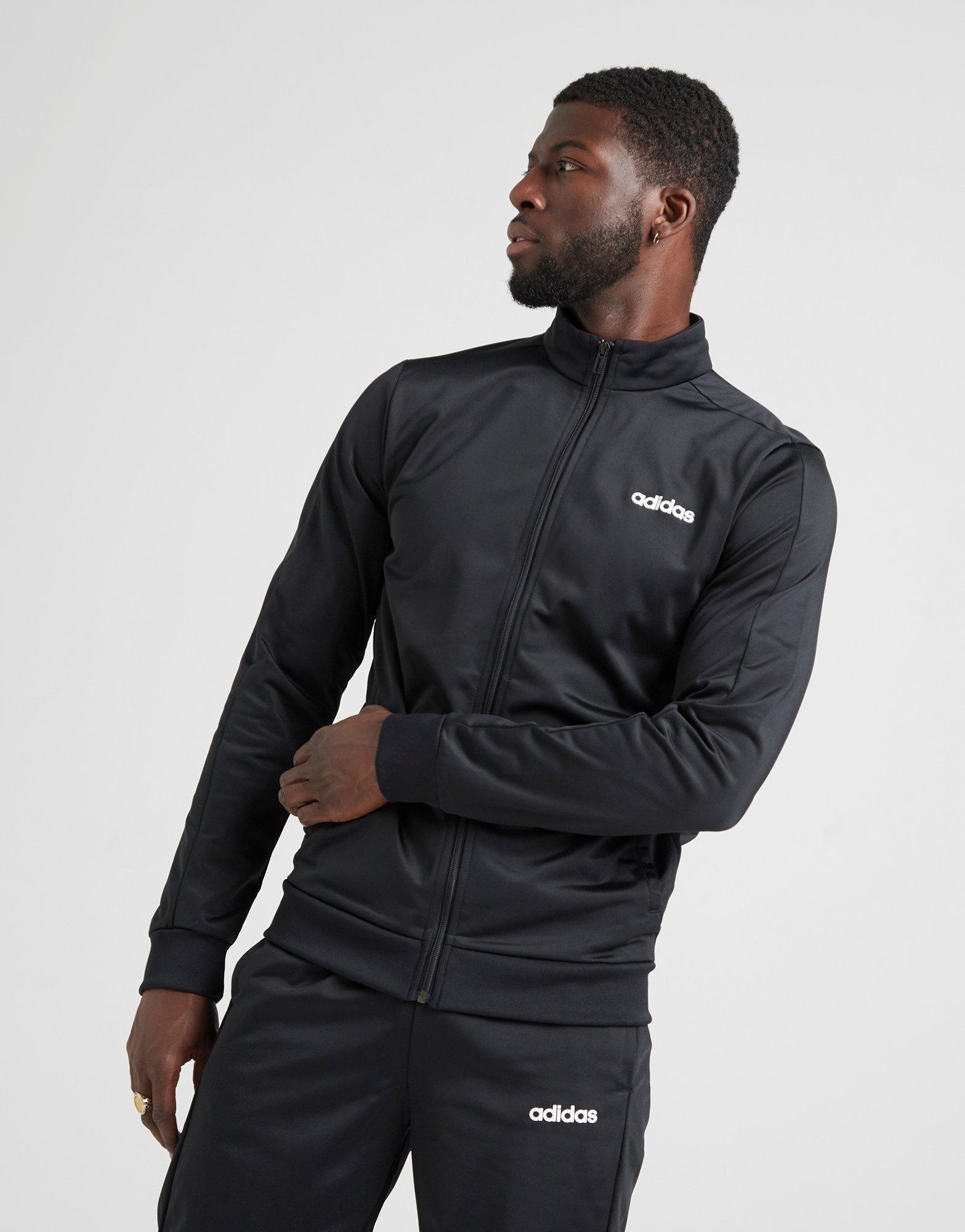 adidas black polyester tracksuit