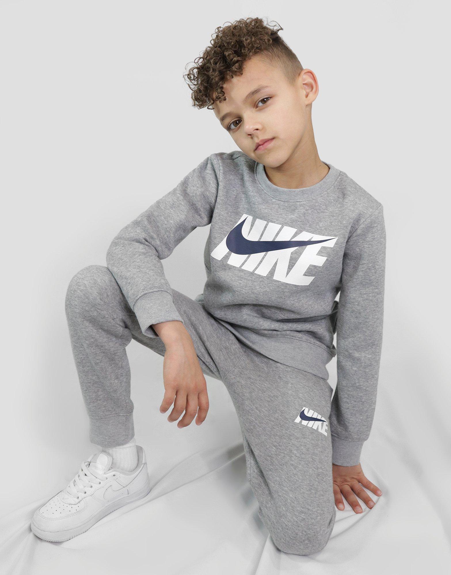 nike all over print crew tracksuit children