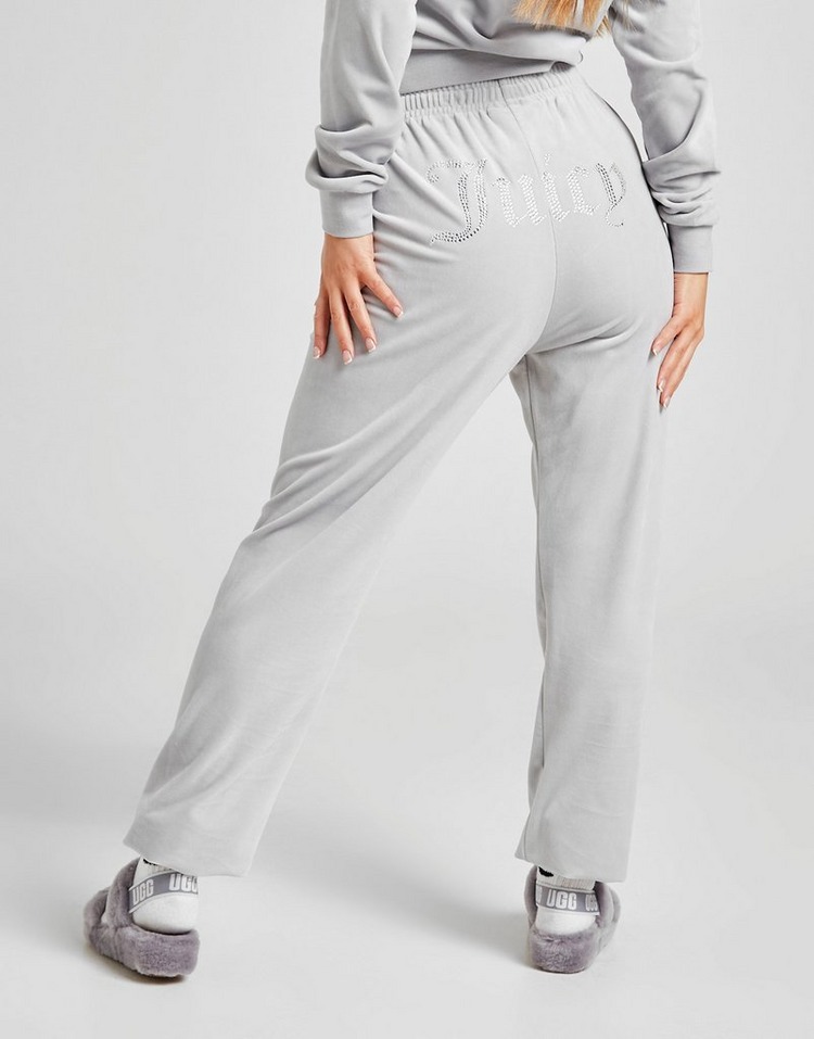 Grey JUICY COUTURE Diamante Velour Joggers | JD Sports