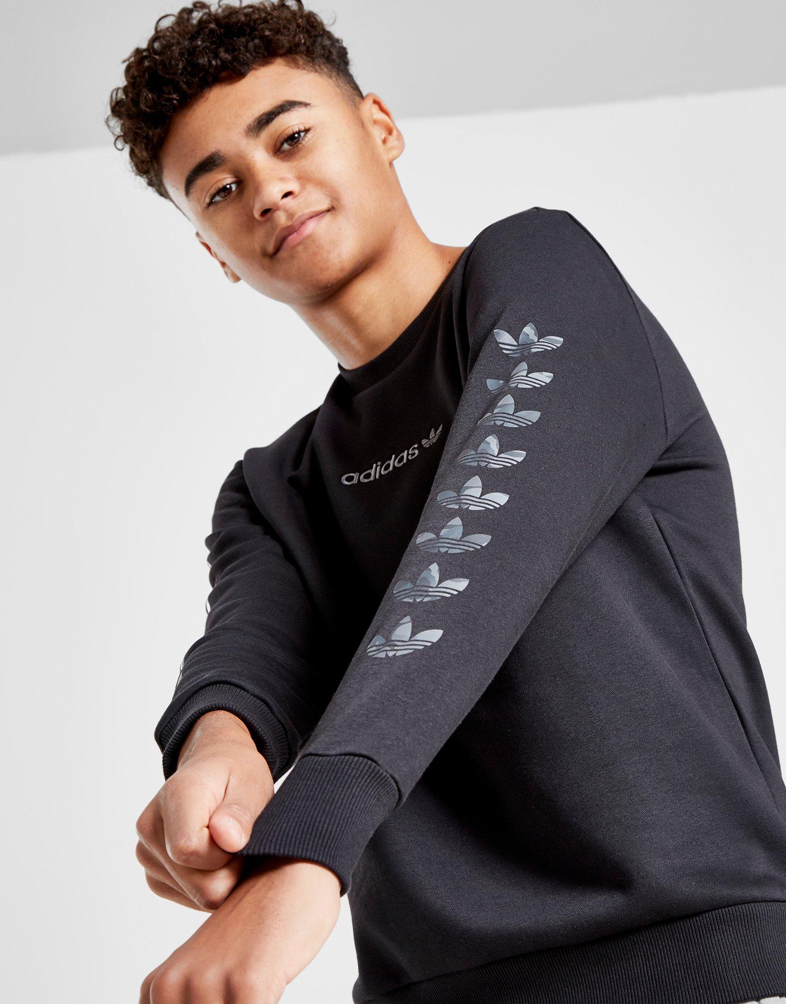 adidas originals trefoil repeat crew sweatshirt junior