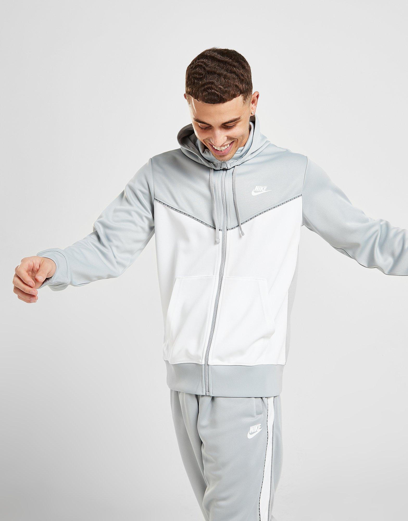 nike repeat tape full zip hoodie grey