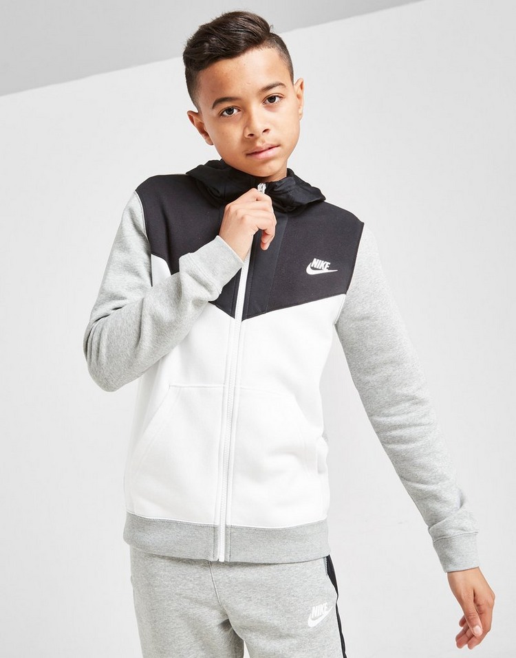 White Nike Hybrid Fleece Full Zip Hoodie Junior | JD Sports