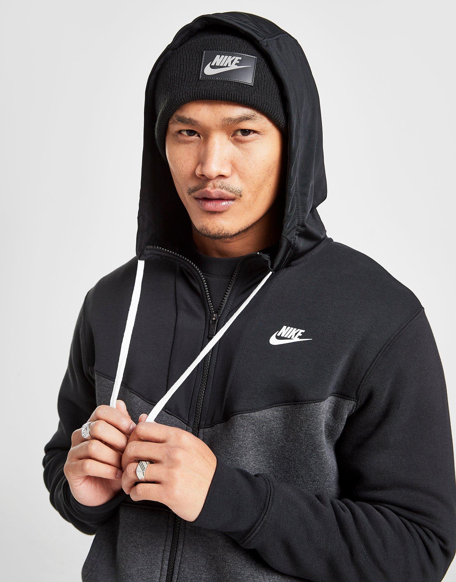 nike hybrid full zip hoodie black