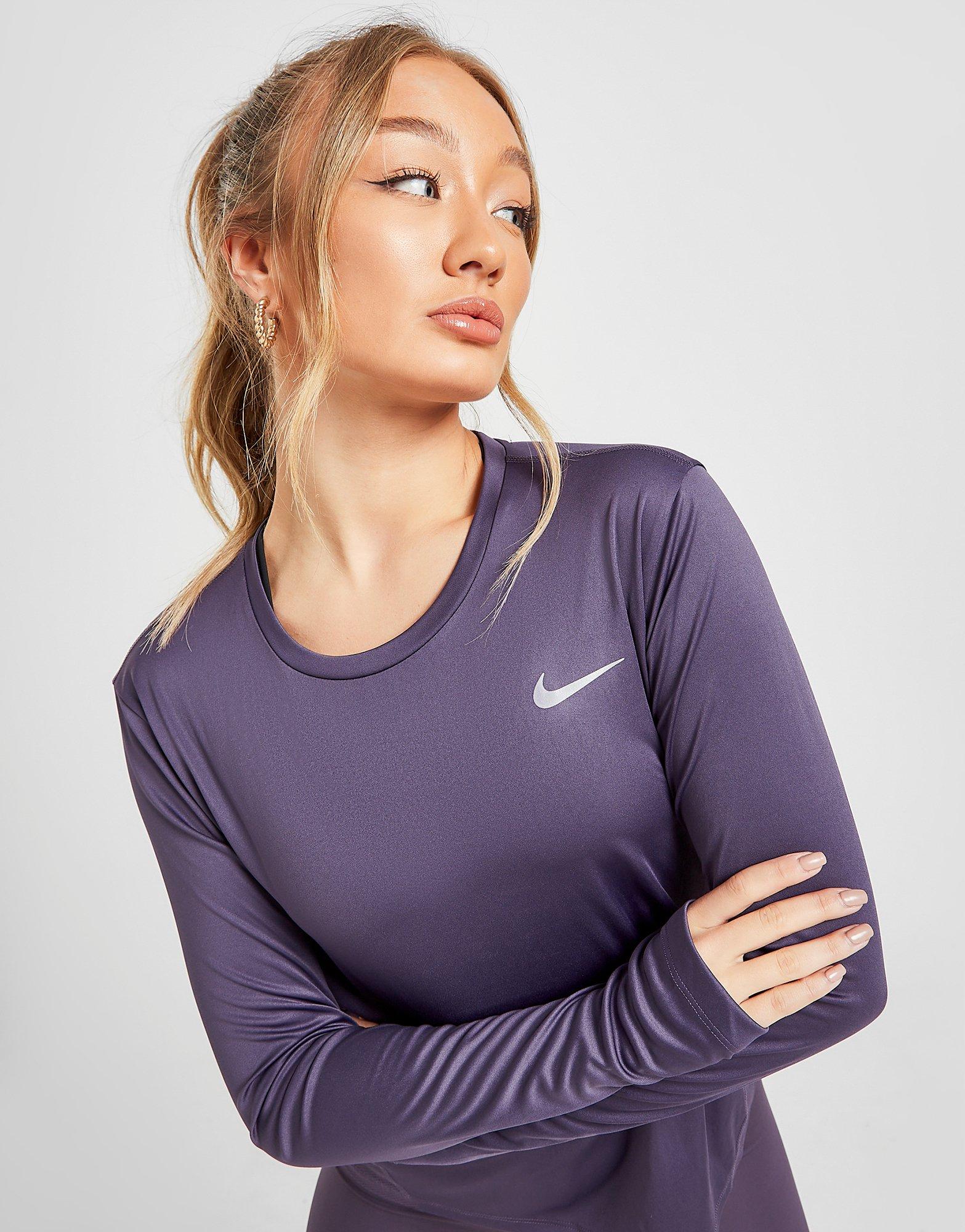 nike running miler long sleeve top pink