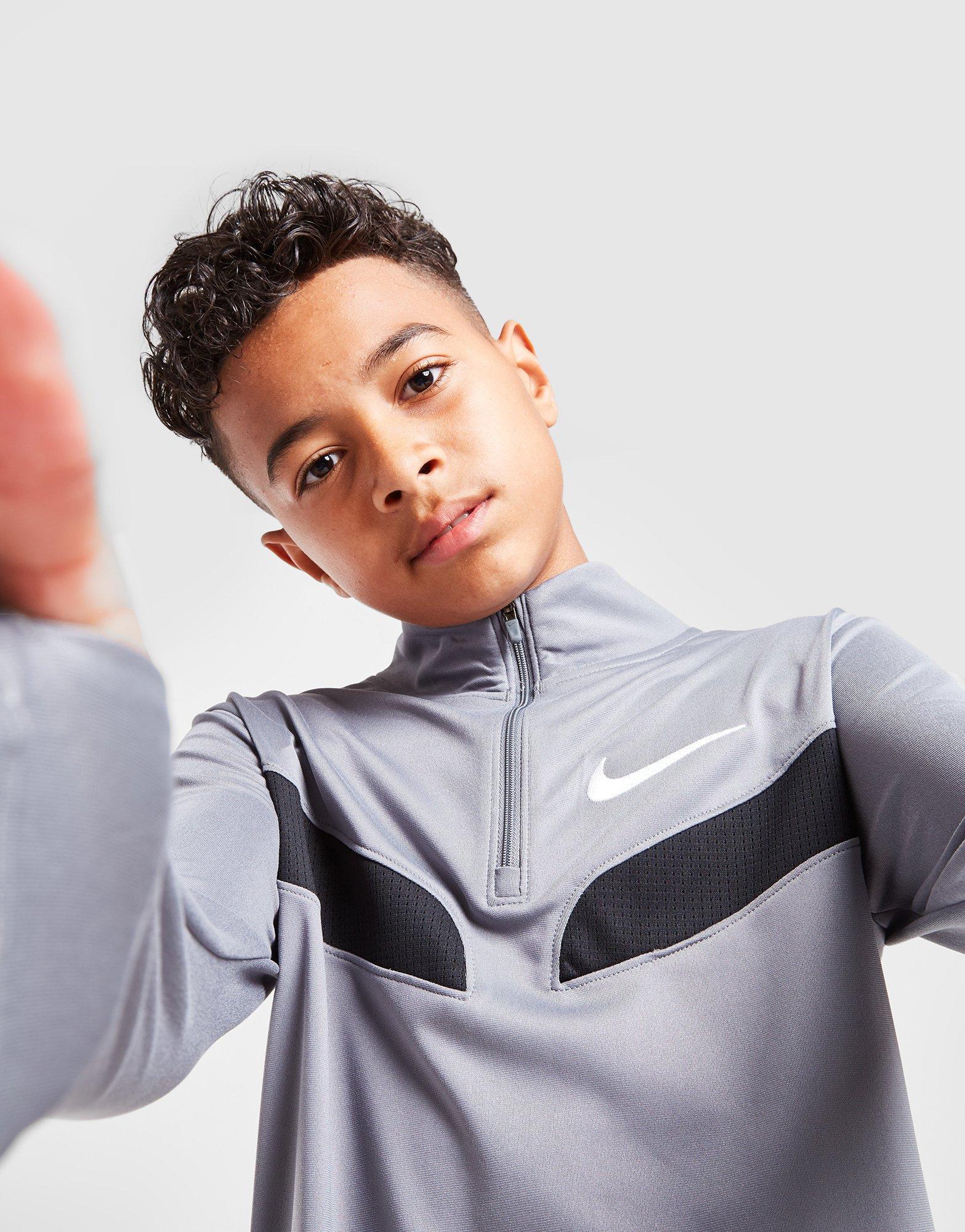 Grey Nike Poly 1/4 Zip Track Top Junior 