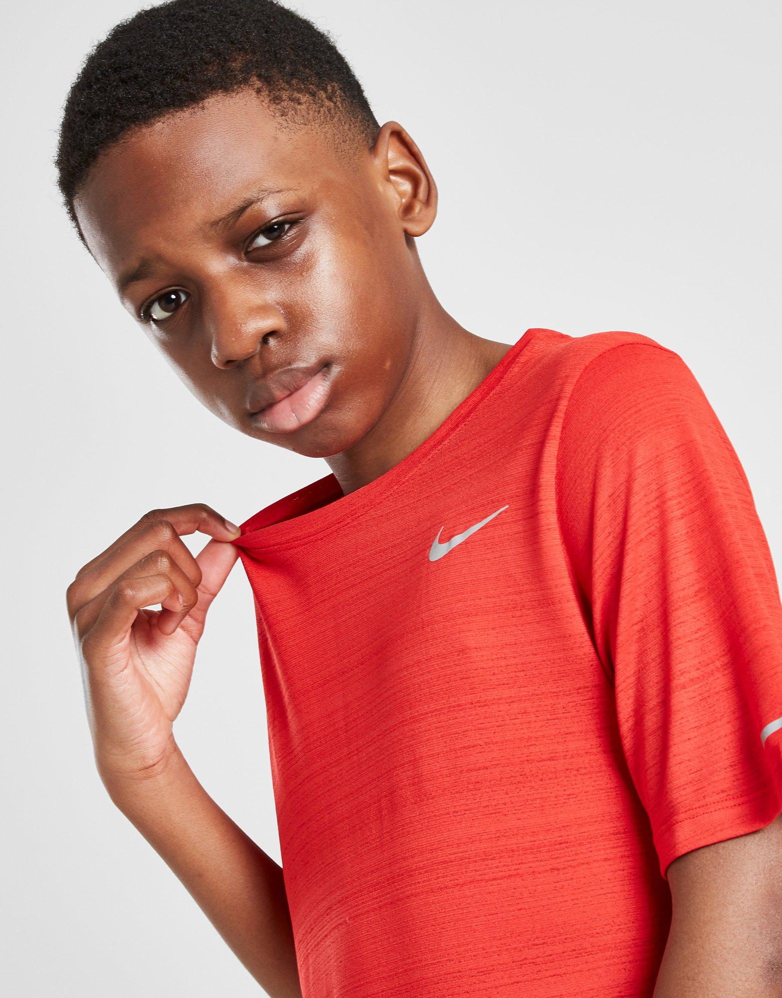 red nike miler t shirt