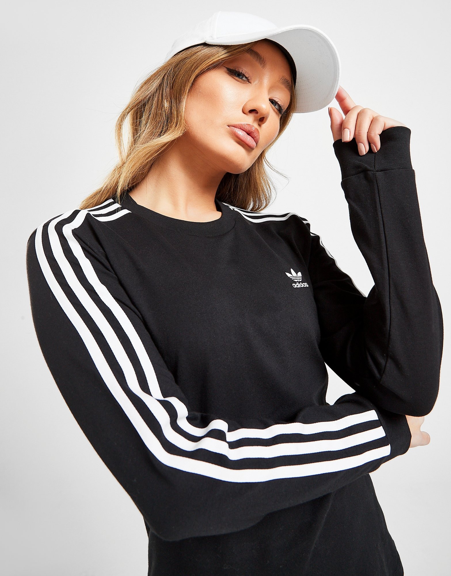 Black adidas Originals 3-Stripes Long Sleeve T-Shirt JD Sports Ireland