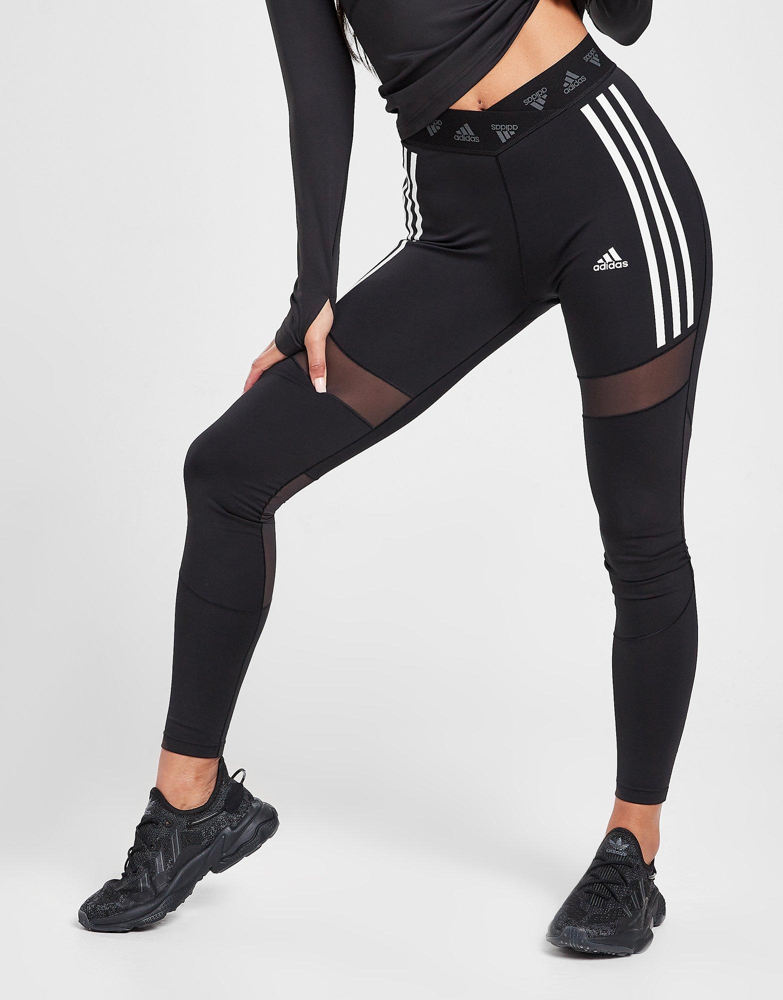 adidas 3 stripe leggings black