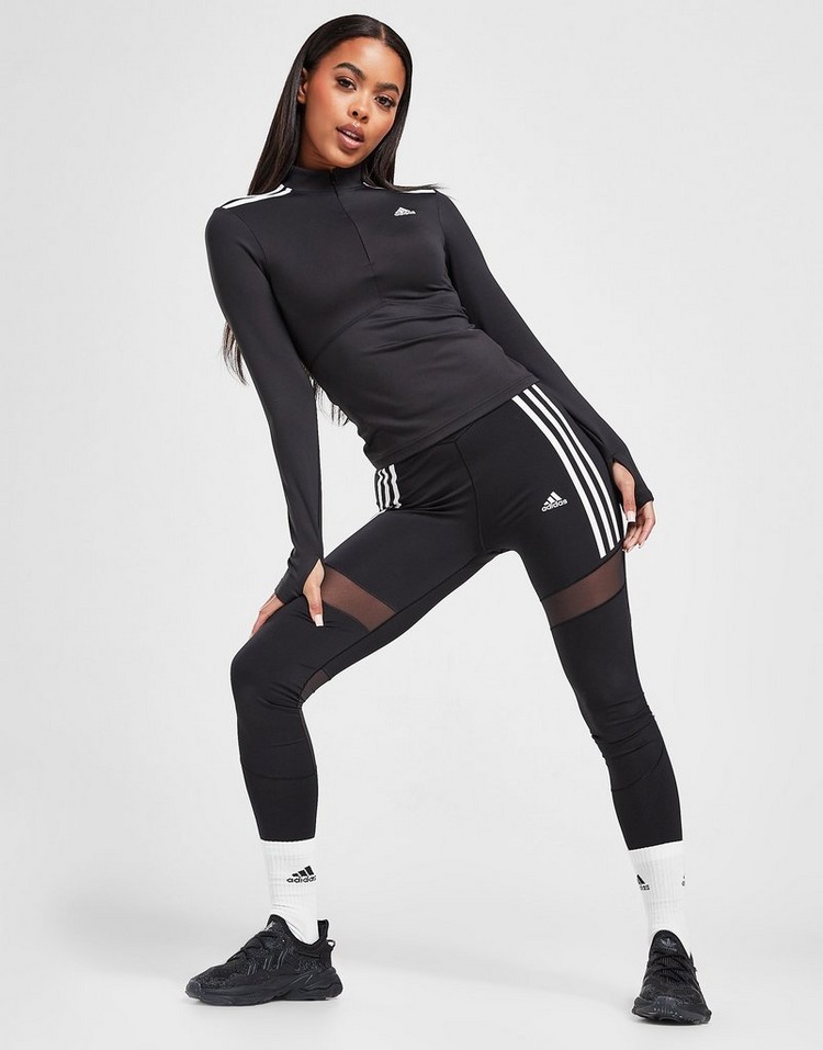 adidas Originals Three Stripe Leggings In Blue And Orange