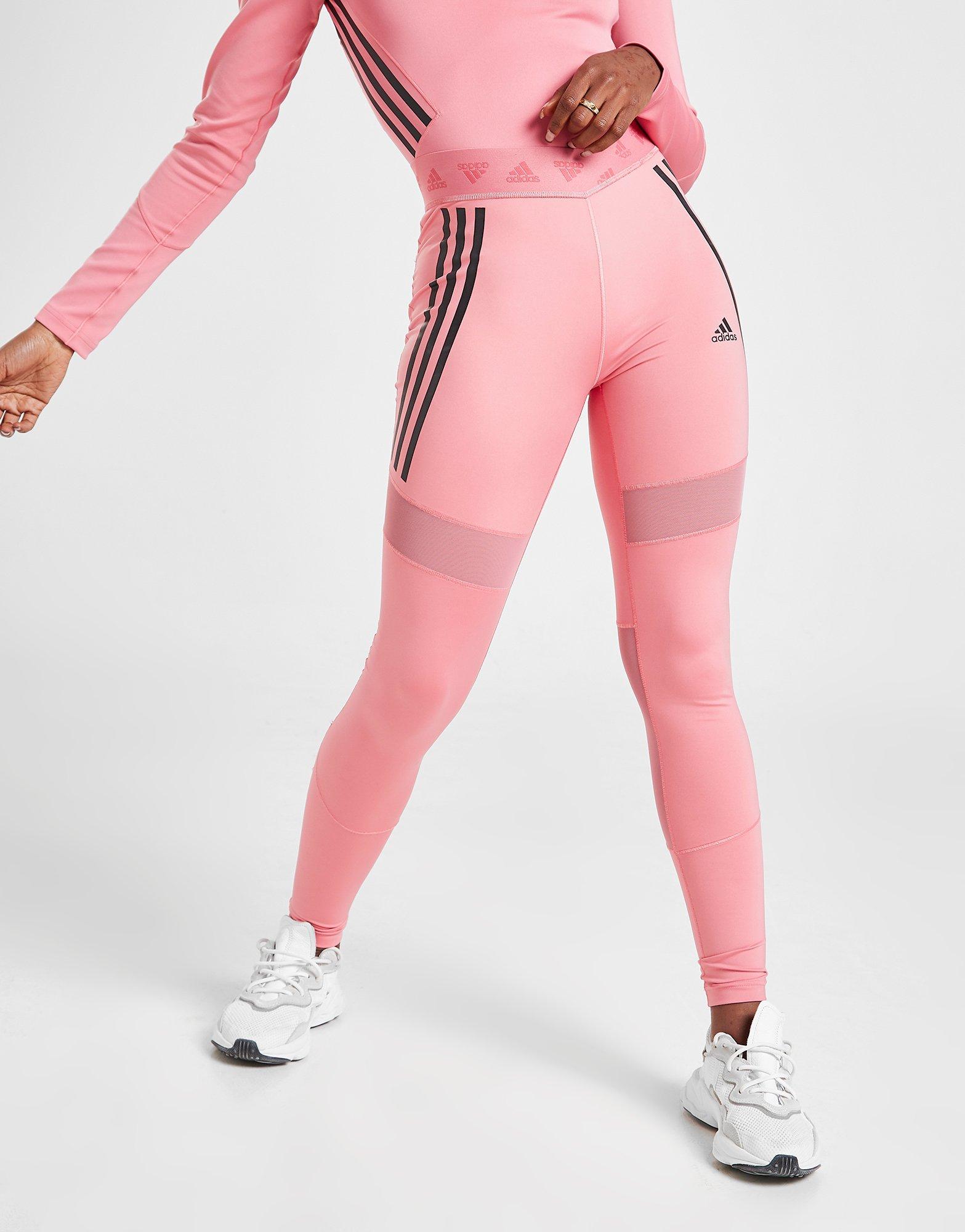 pink adidas leggings 3 stripes