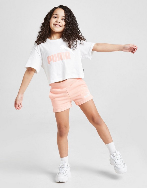 Puma Girls Essential T Shirt Shorts Set Children