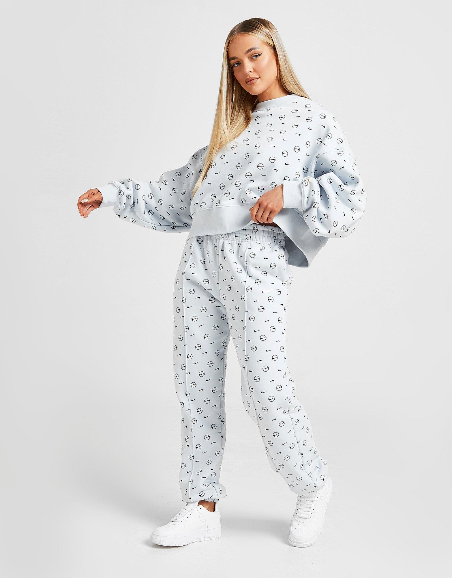 nike all over print swoosh crew sweatshirt femme