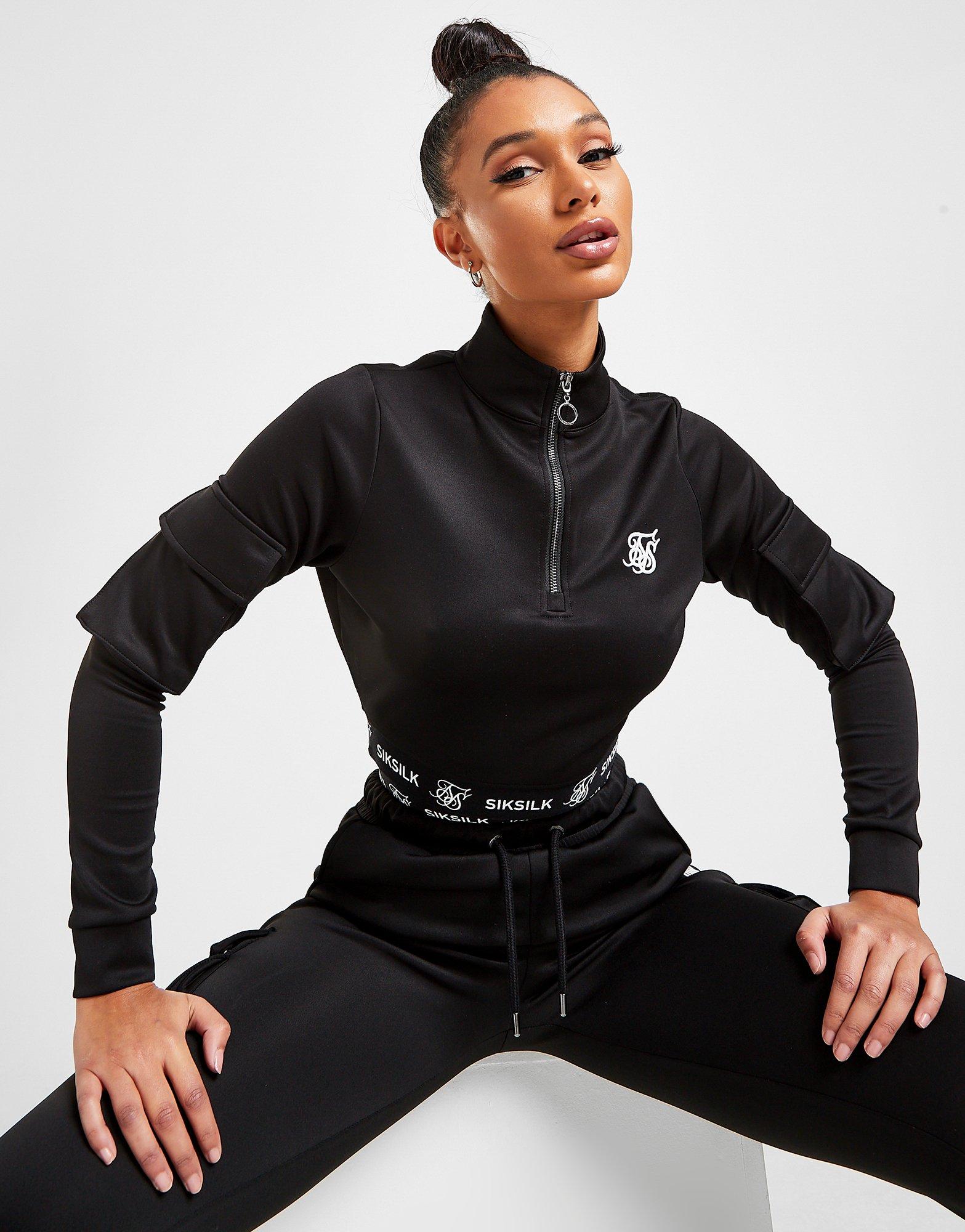 Black SikSilk Poly 1 4 Zip Cargo Track Top JD Sports Global