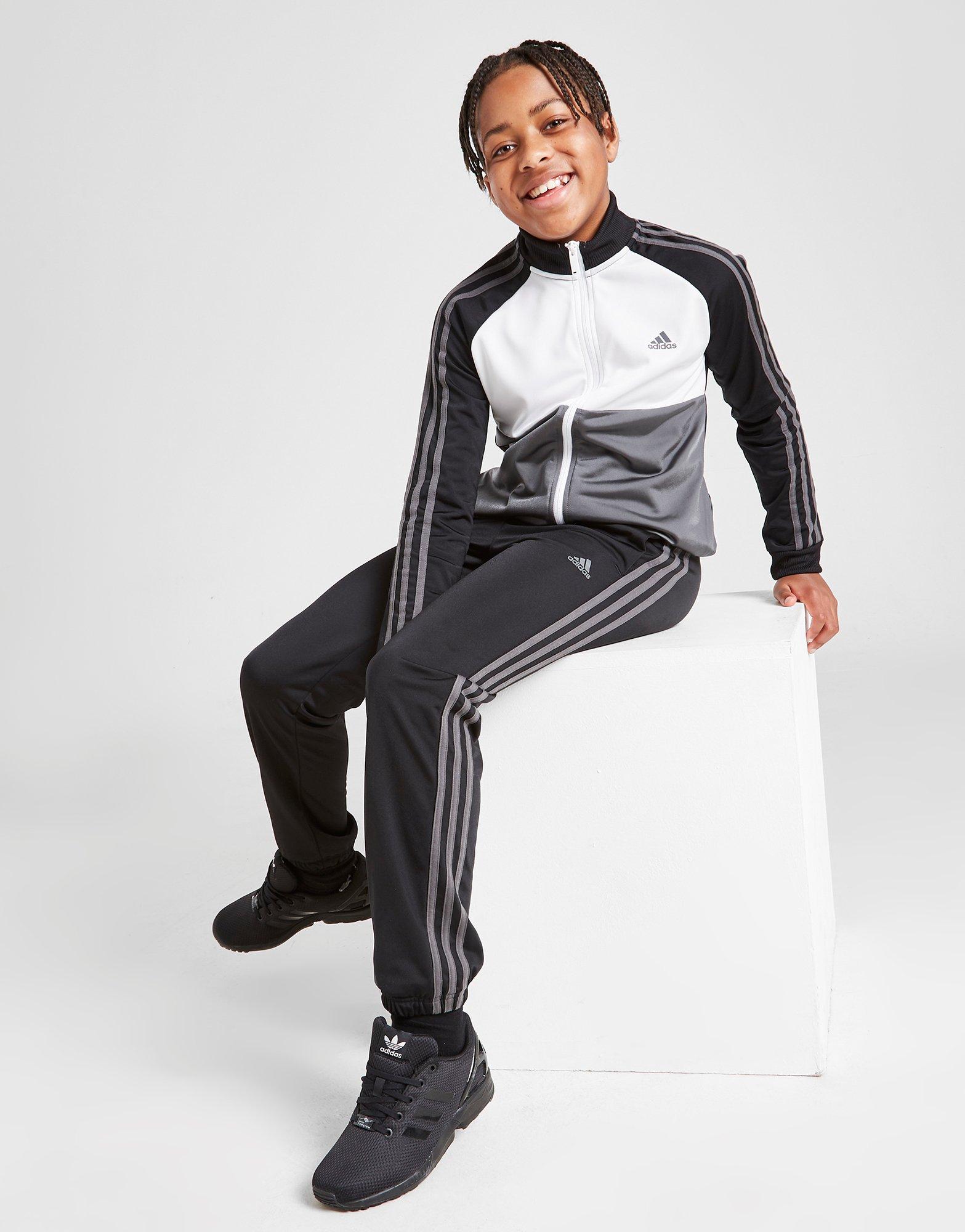 adidas 3 stripe poly tracksuit