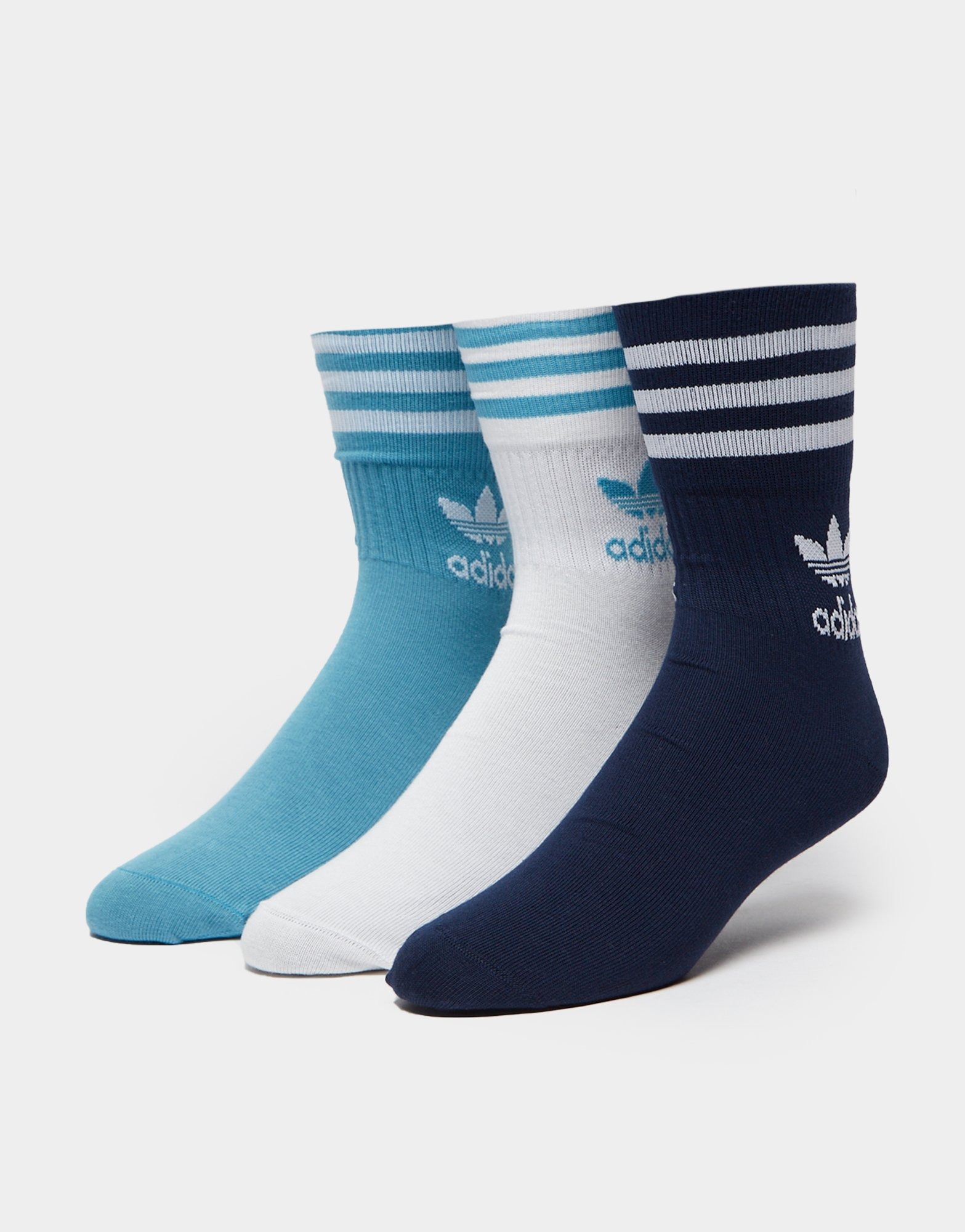 Blue adidas Originals 3 Pack Crew Socks | JD Sports