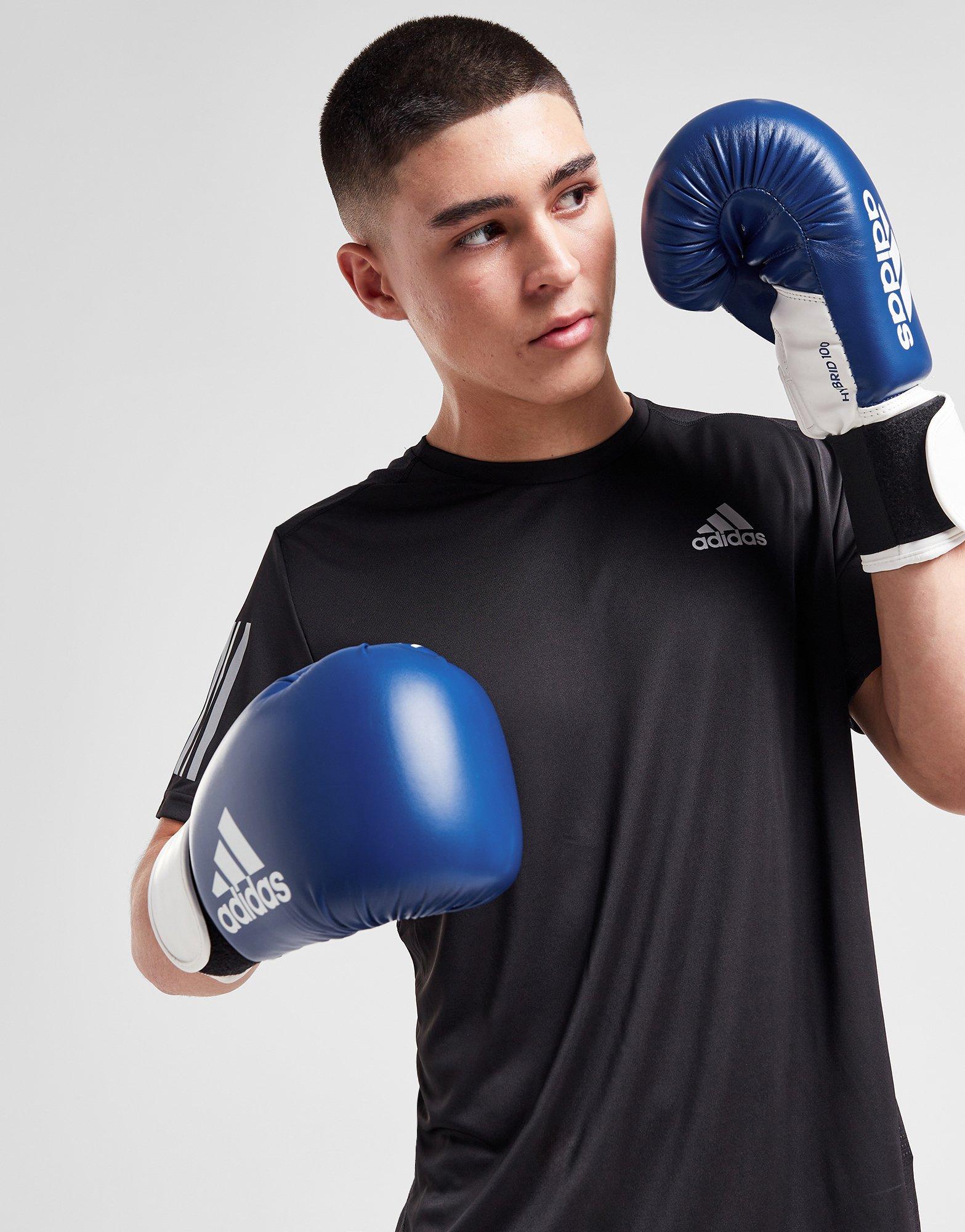 blue adidas boxing gloves