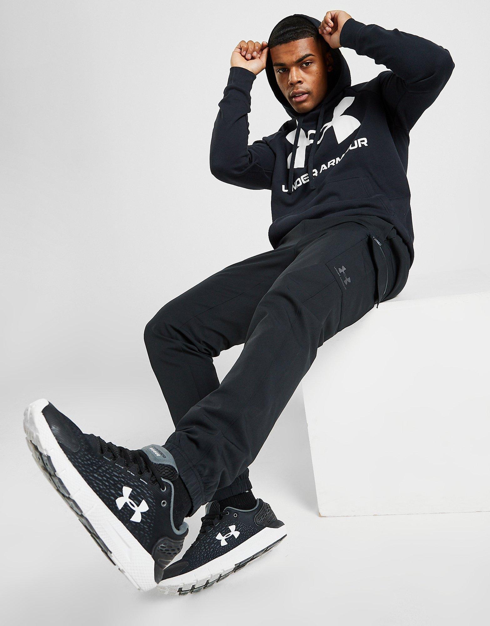 Zwart Under Armour Woven Zip Cargo Trainingsbroek Heren | JD Sports