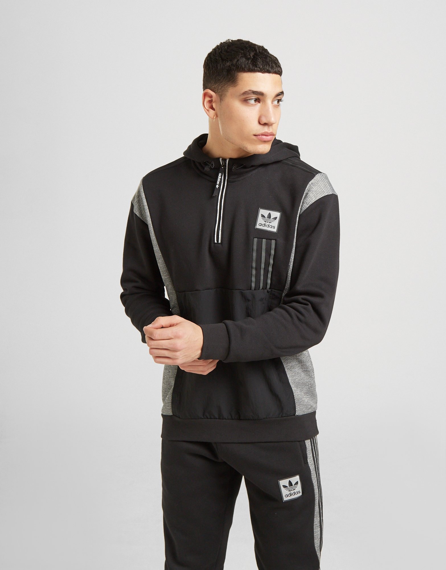 Black adidas Originals ID96 1/4 Zip Hoodie JD Sports