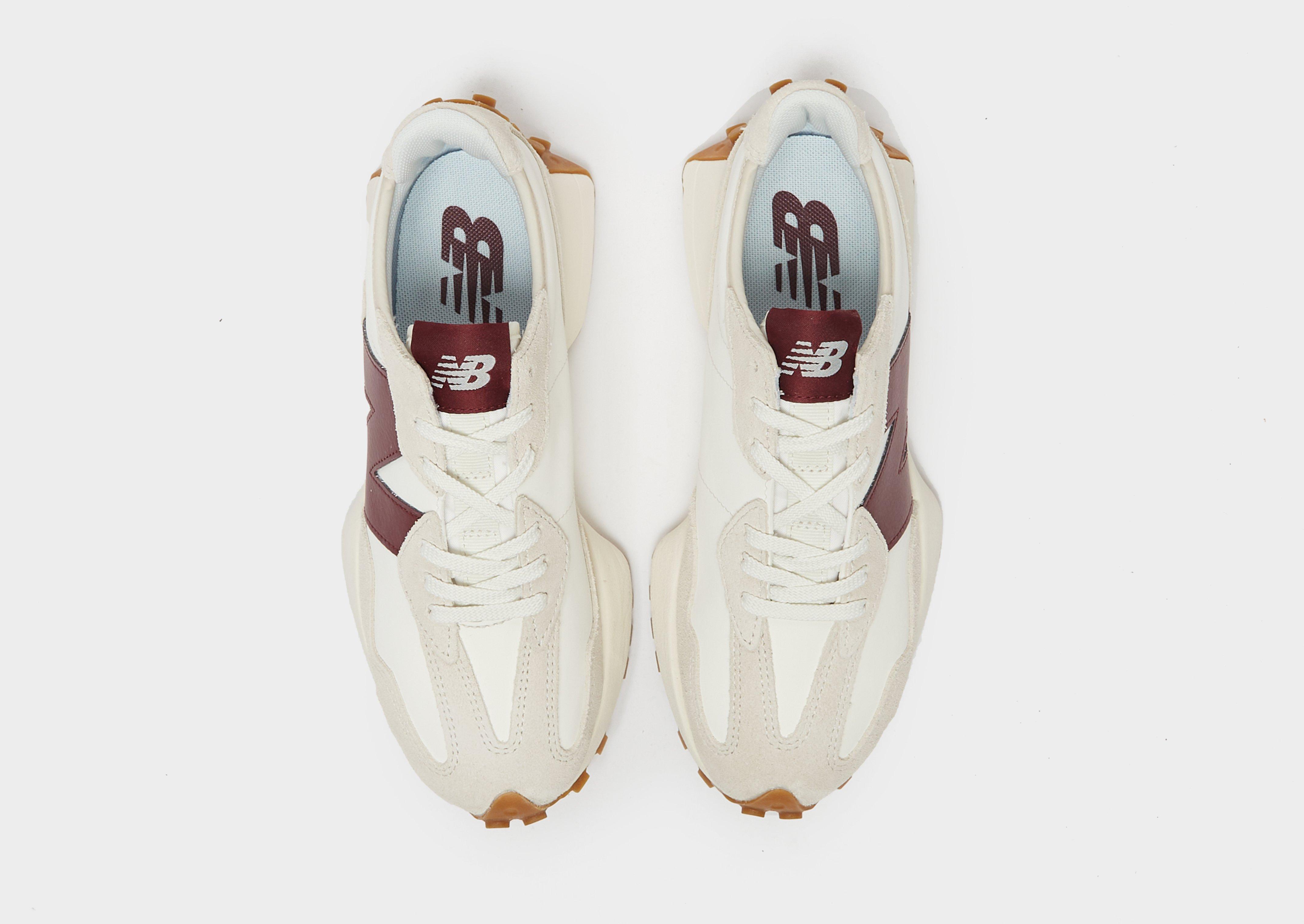new balance burgundy suede 327 trainers