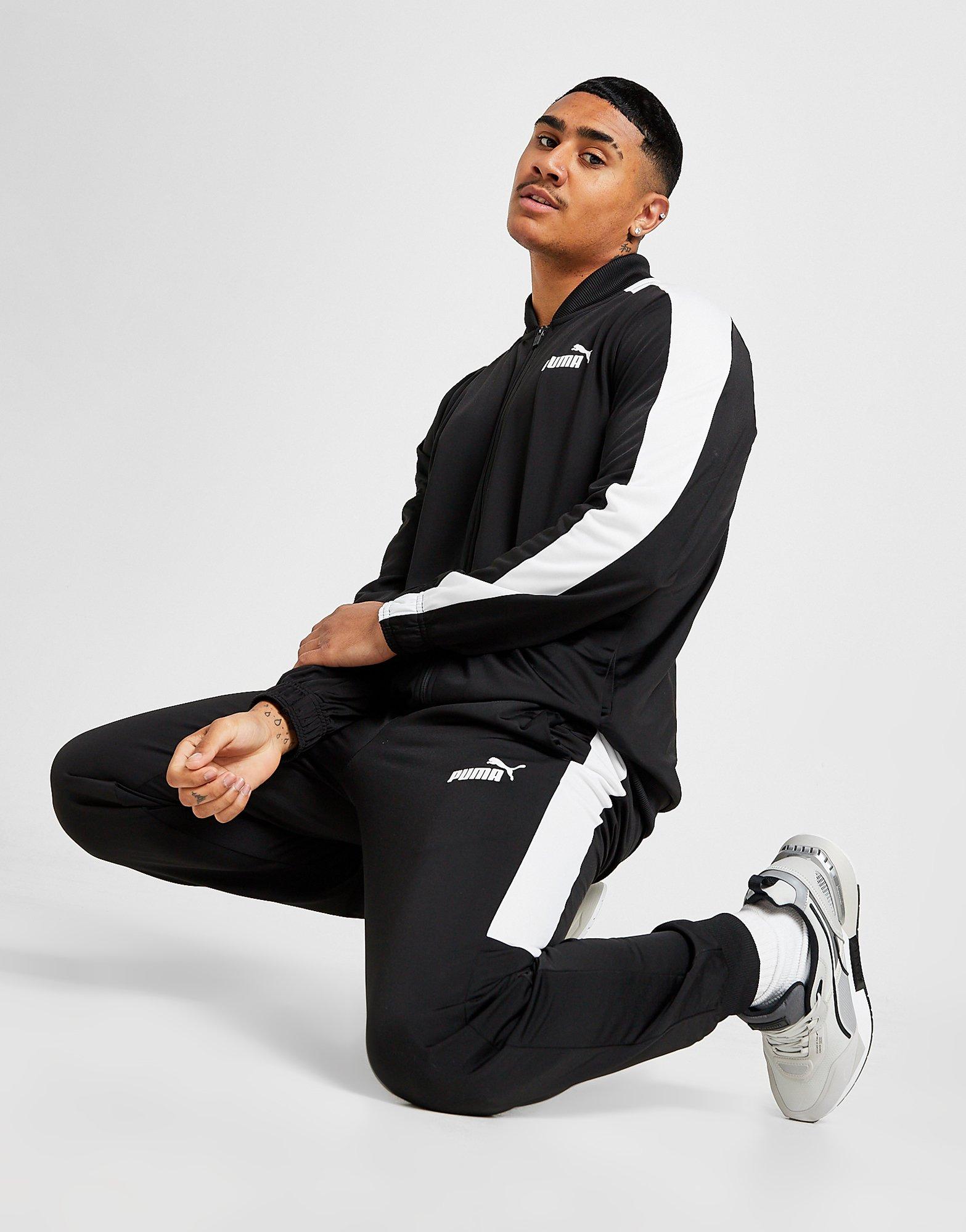 puma skinny fit tracksuit set in black