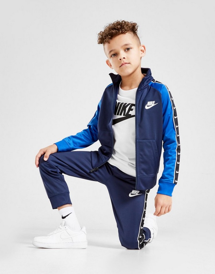 Blue Nike Swoosh Taping Tricot Tracksuit Children JD Sports