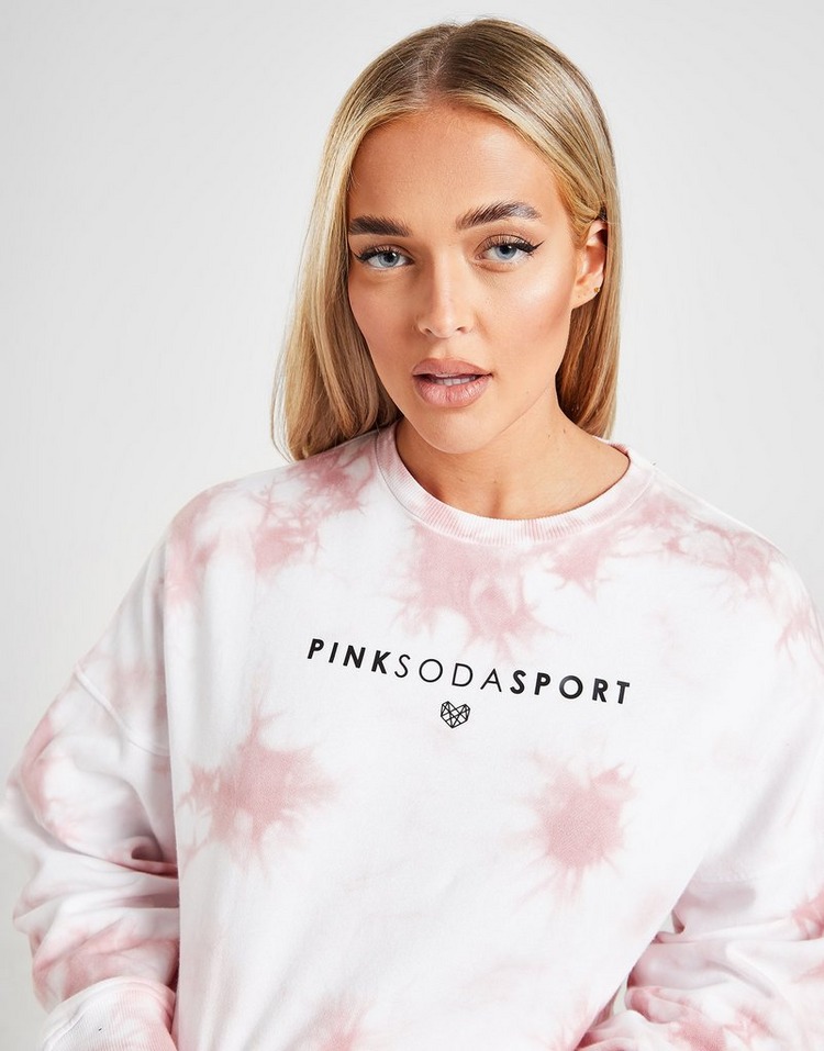 Pink Soda Sport Sweatshirt Tie Dye Crop Crew