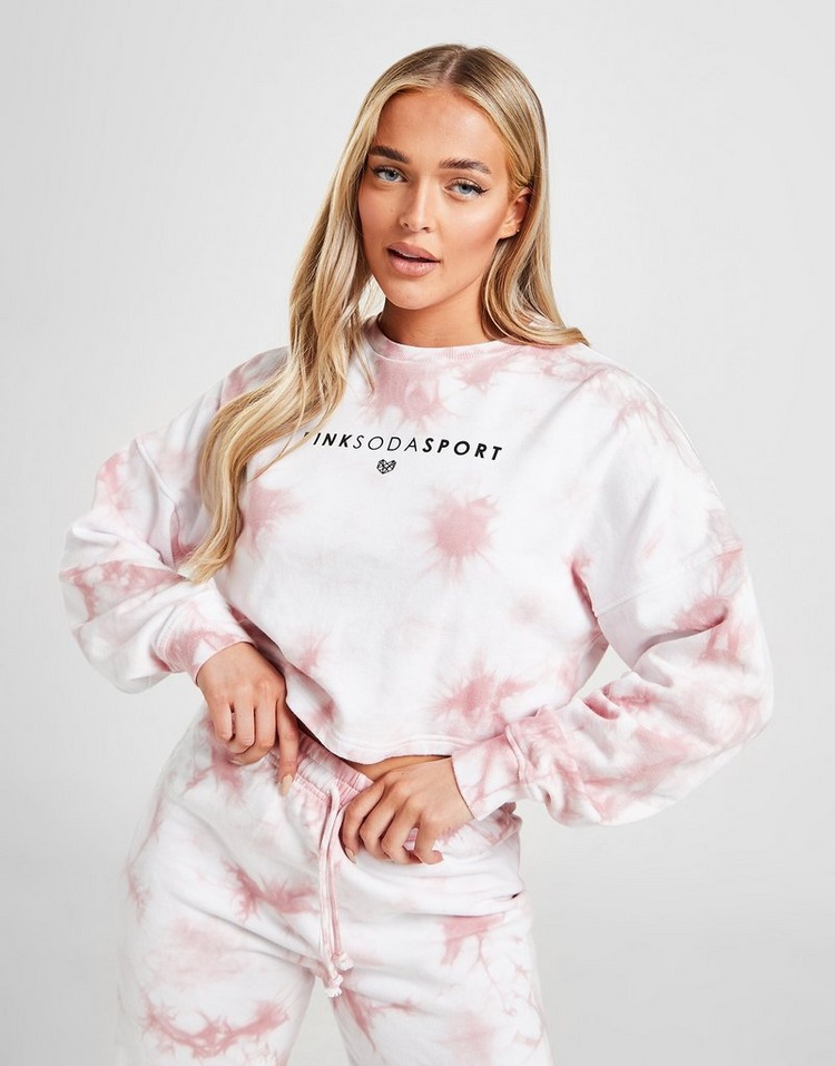Pink Soda Sport Sweatshirt Tie Dye Crop Crew