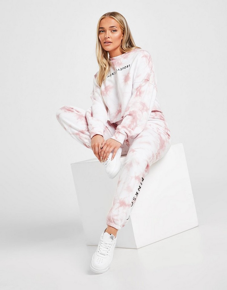 Pink Soda Sport Sweatshirt Tie Dye Crop Crew