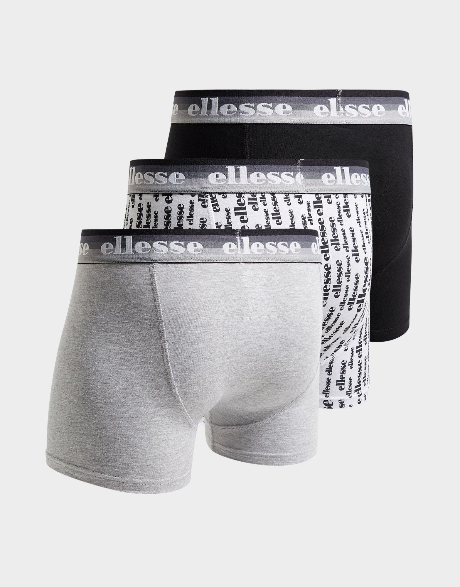Buy Black Ellesse 3 Pack Boxer Shorts
