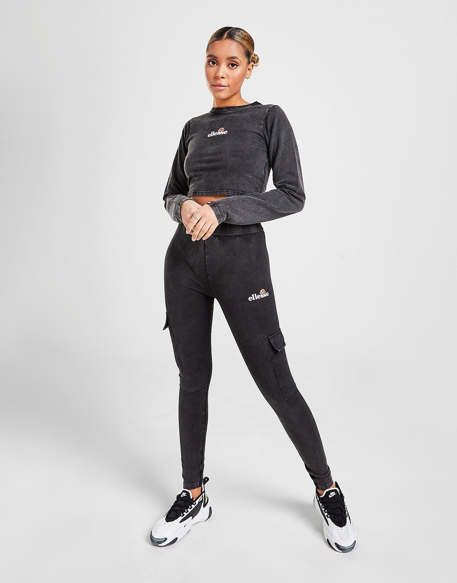 Ellesse Acid Wash Long Sleeve Crop T-shirt