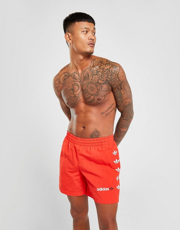 Red Adidas Originals Repeat Trefoil Swim Shorts Jd Sports