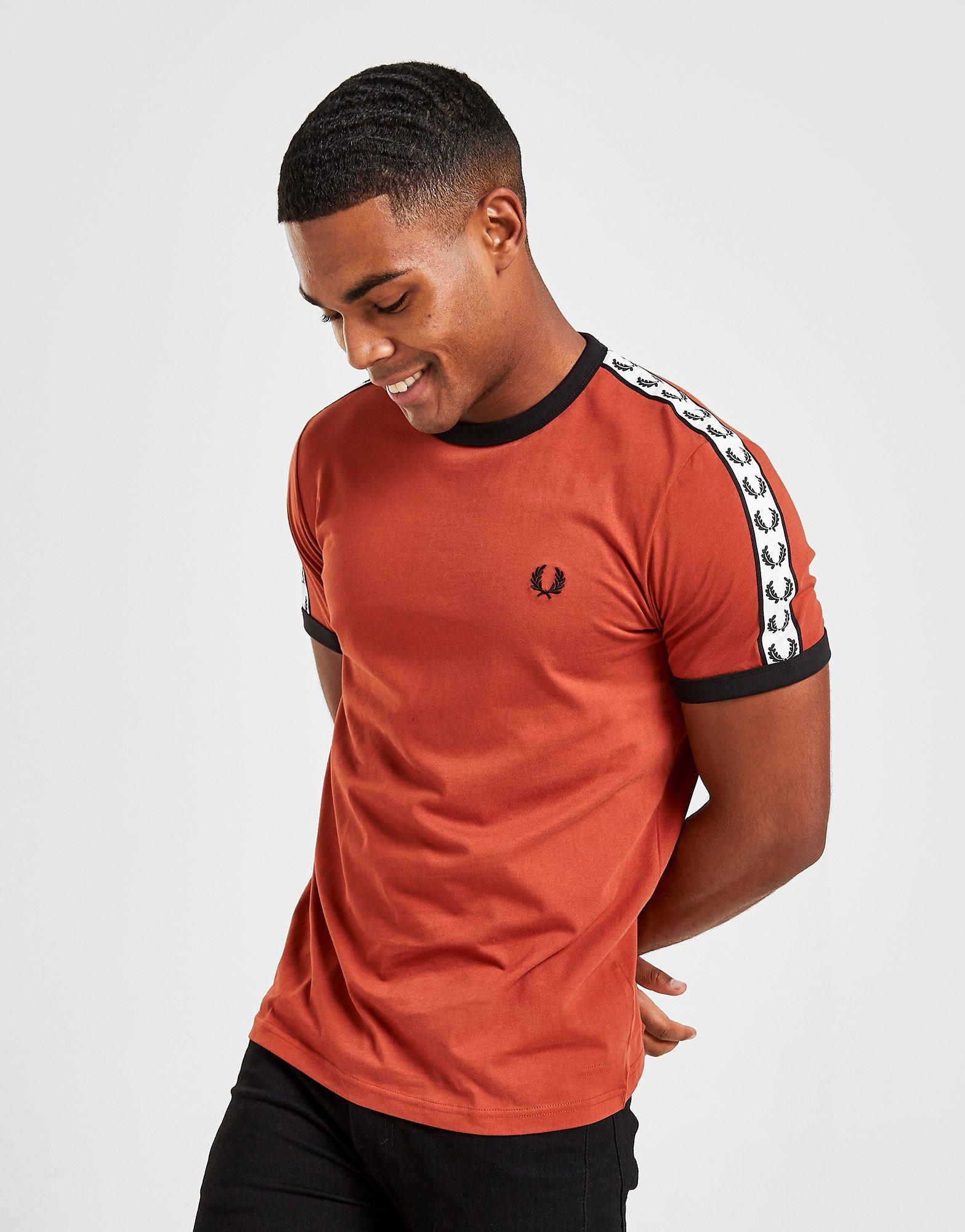 fred perry taped ringer t shirt red