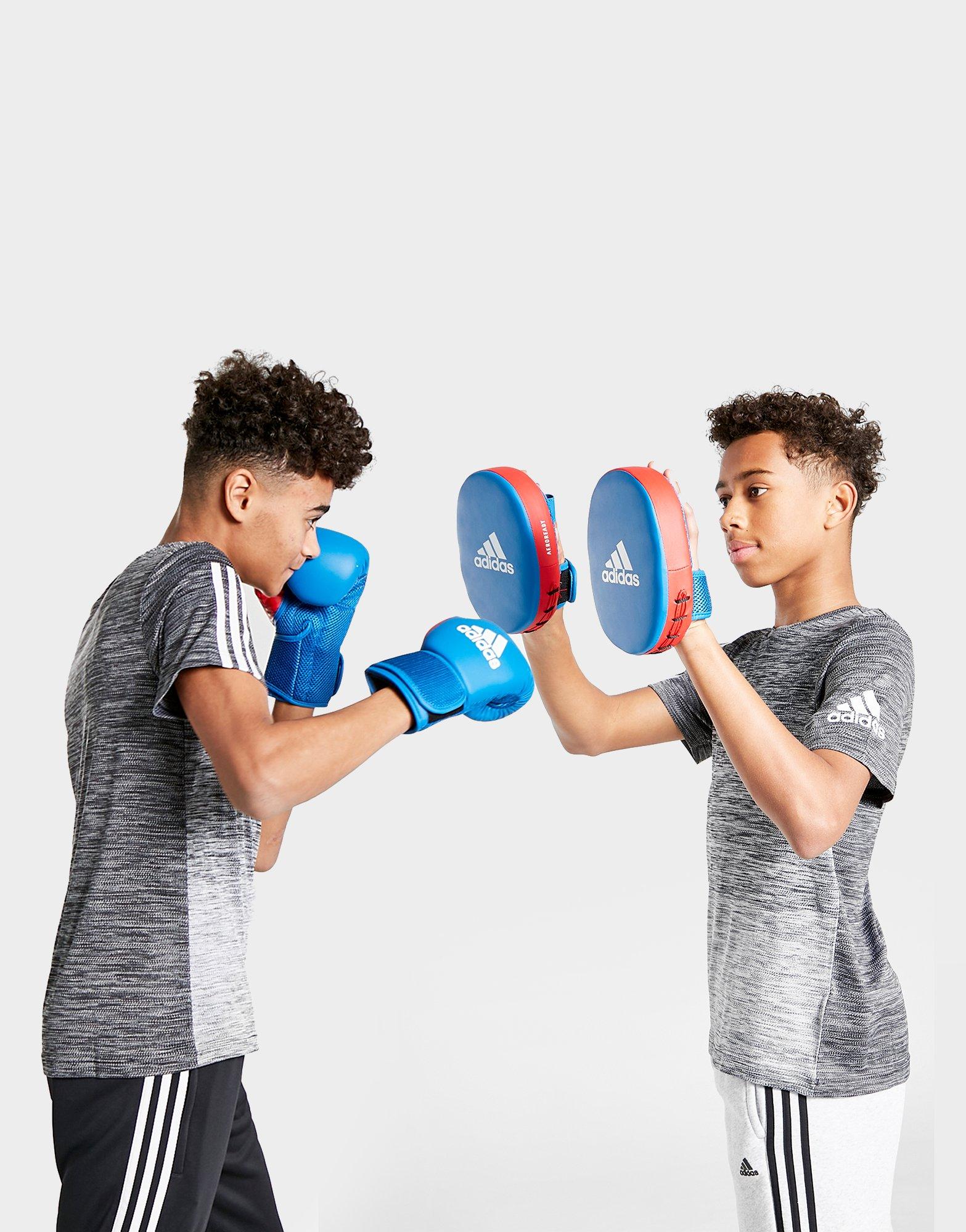Sports Gloves Blue - Global & adidas Focus Boxing JD Mitts Kids Set