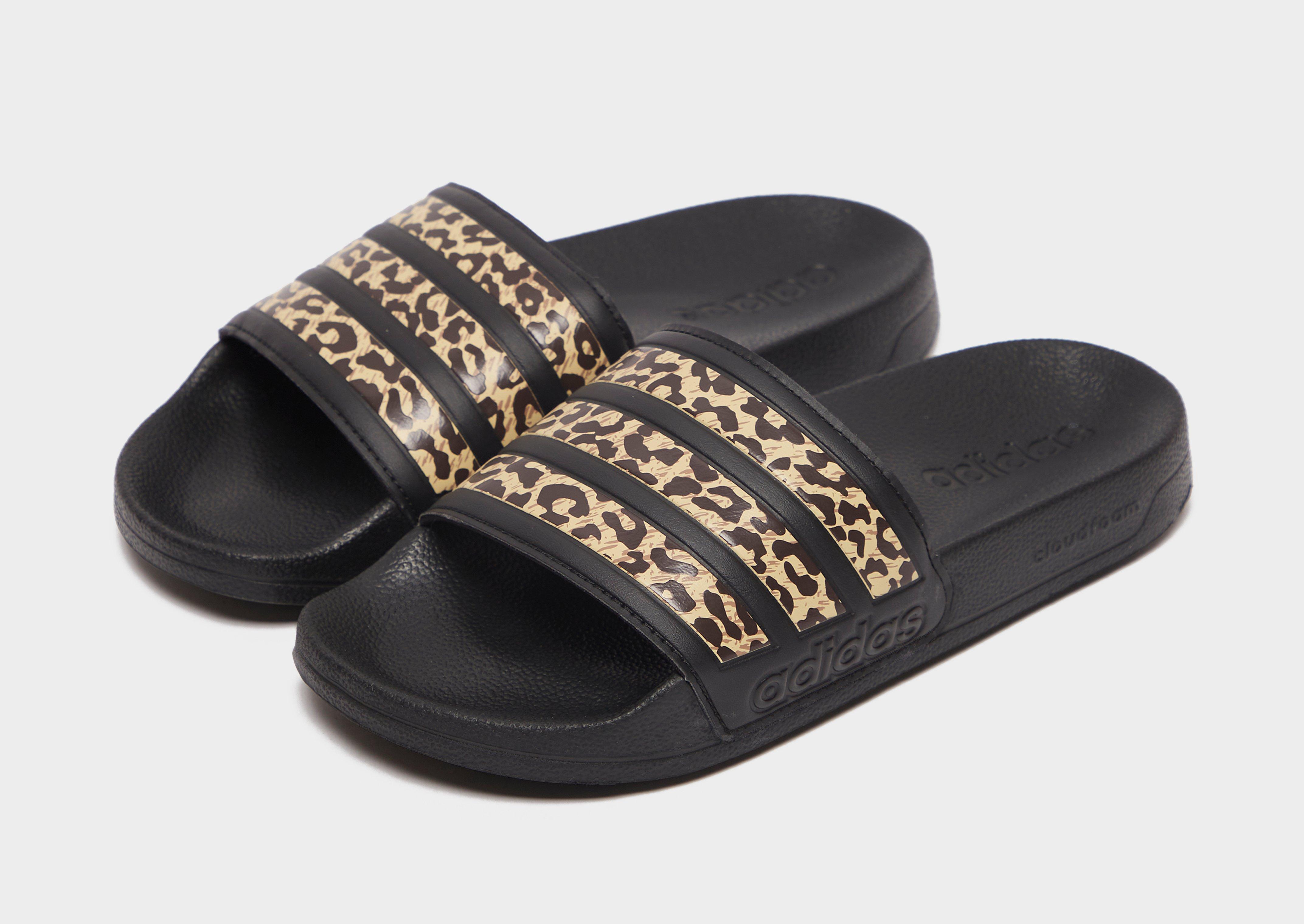 womens adidas leopard slides