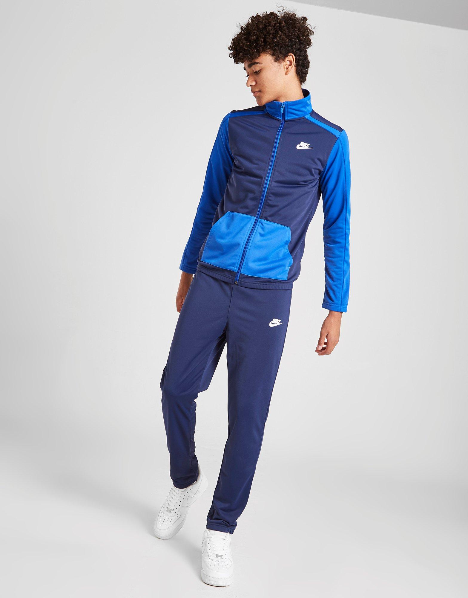 nike poly tracksuit blue