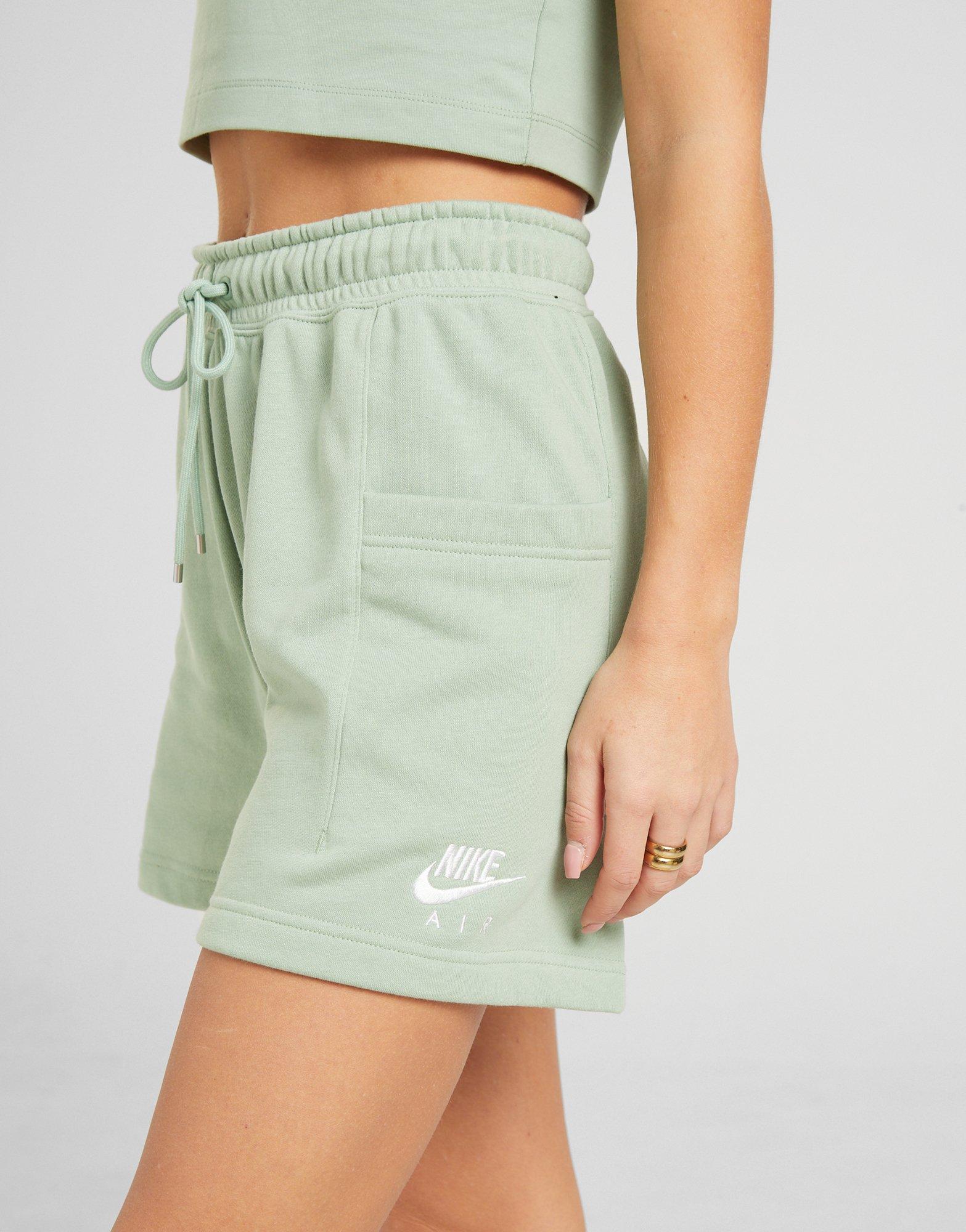 green nike fleece shorts
