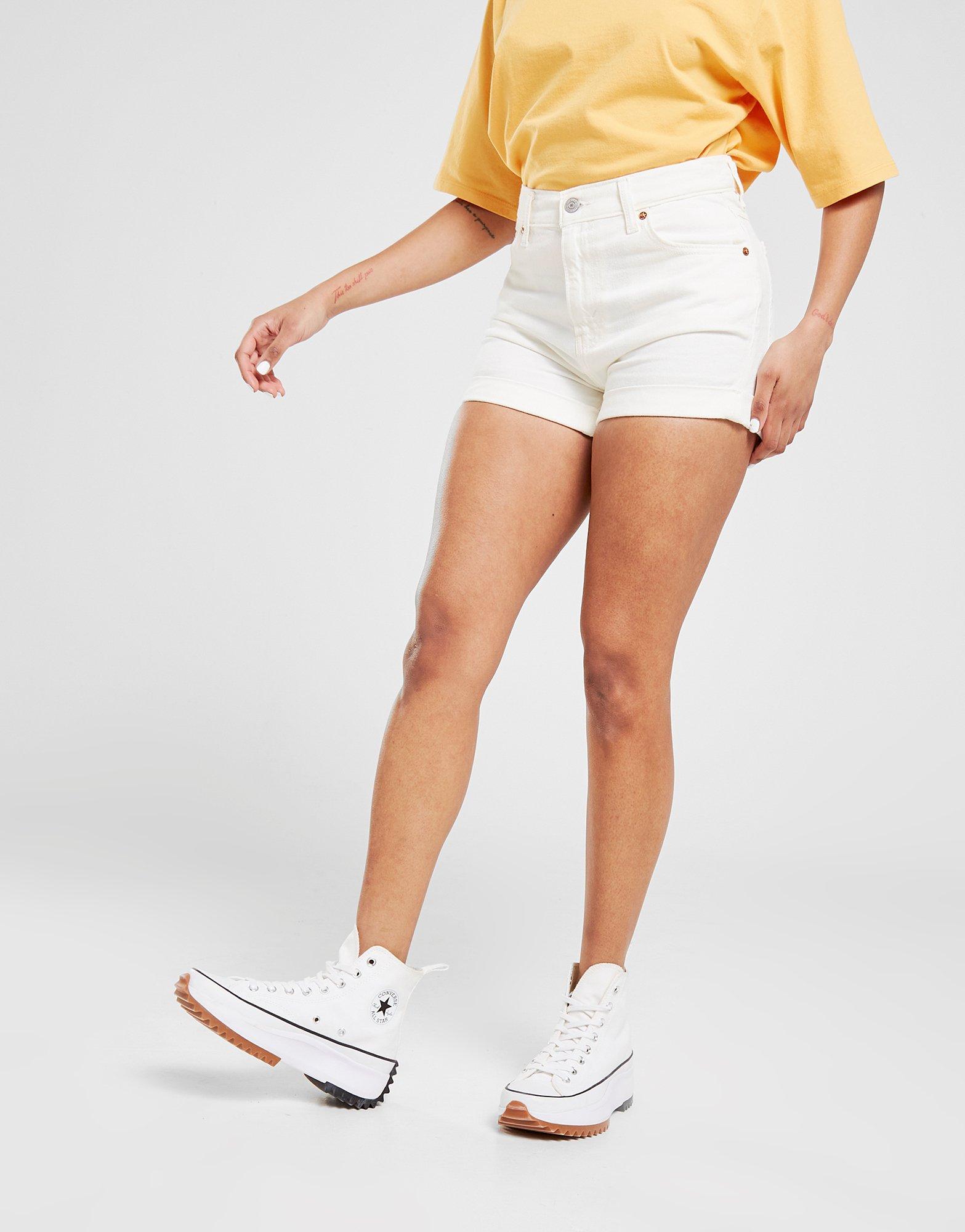 levis high waisted shorts white