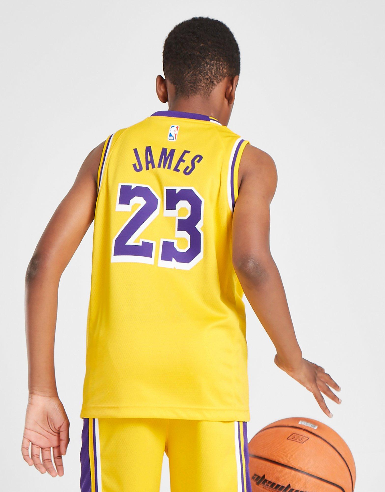 KO insigne Lebron James #23 Los Angeles Lakers Basketball Maillot Jersey Jaune 