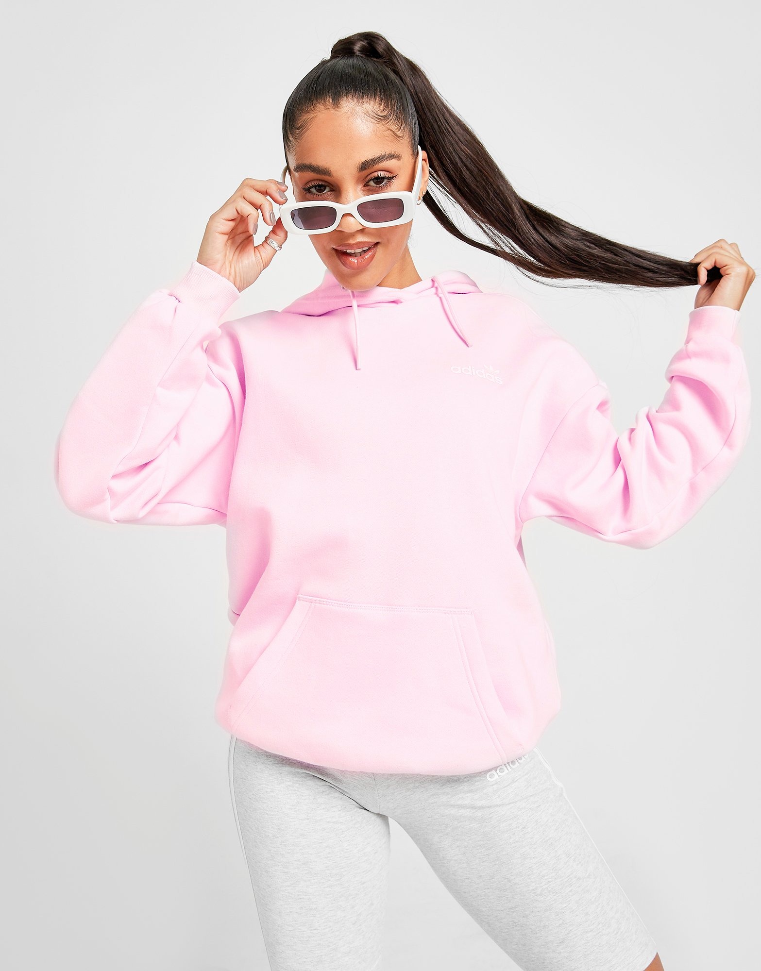 Pink adidas Originals Linear Fleece Overhead Hoodie - JD Sports NZ